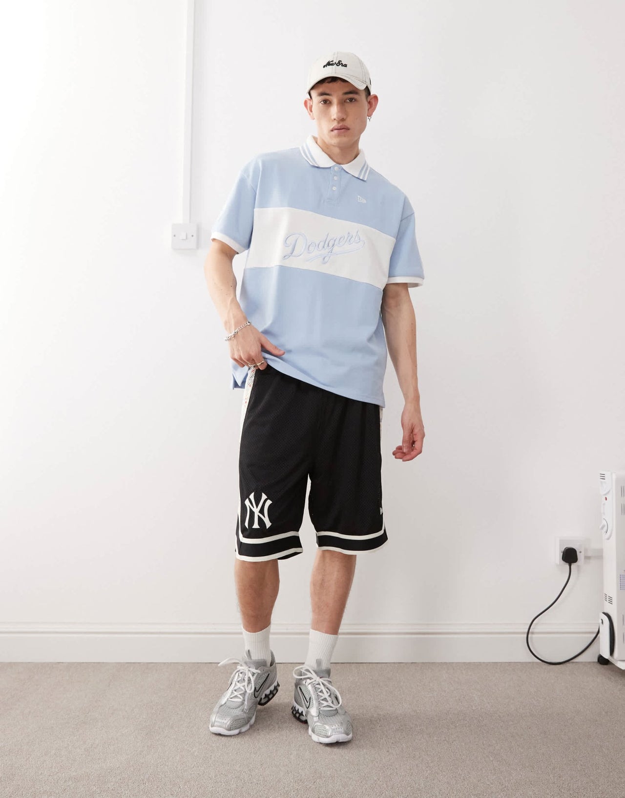 New Era LA Dodgers panel detail polo top in blue - ASOS Sample Sale