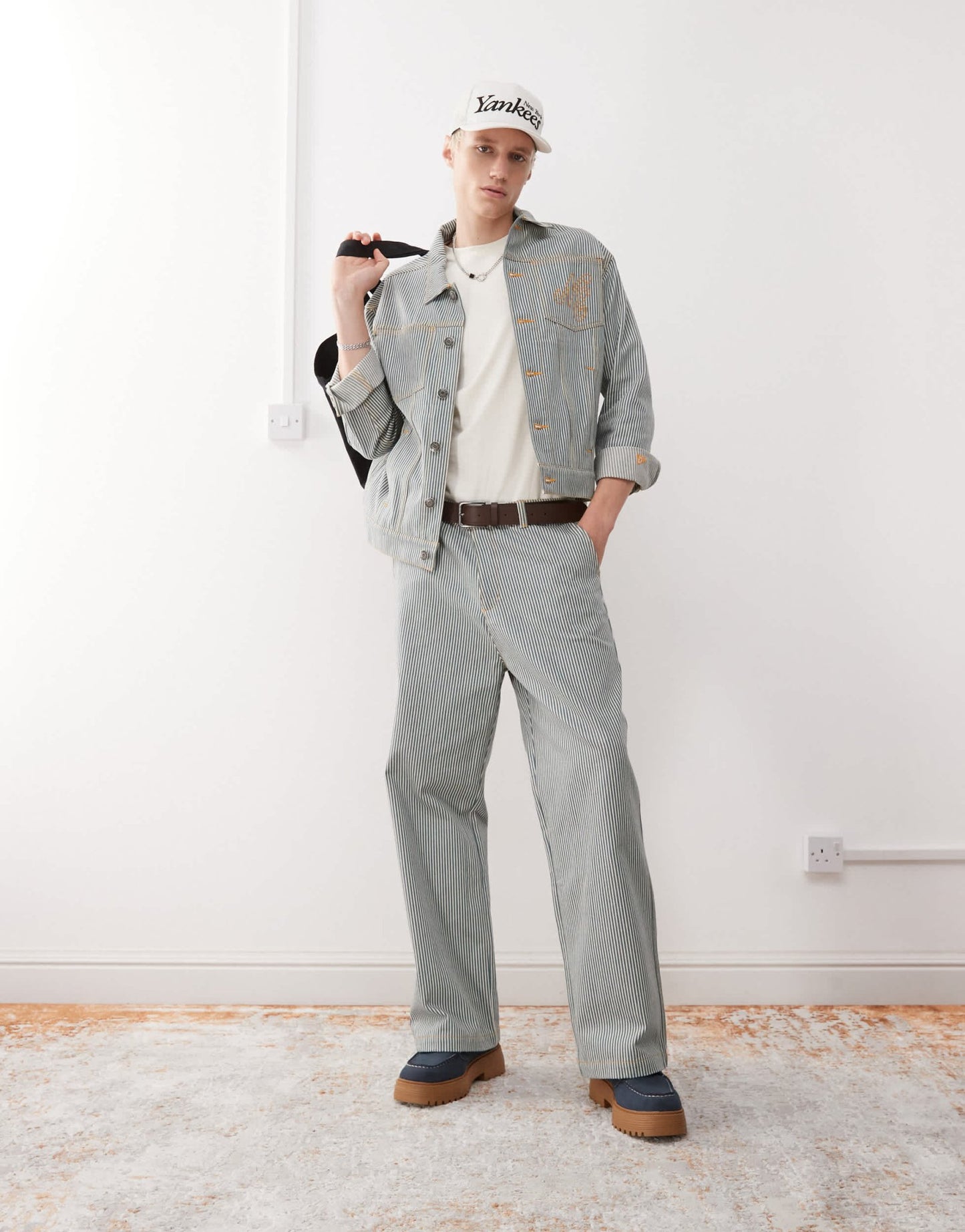 New Era pinstripe denim jacket co-ord in multi - ASOS Sample Sale