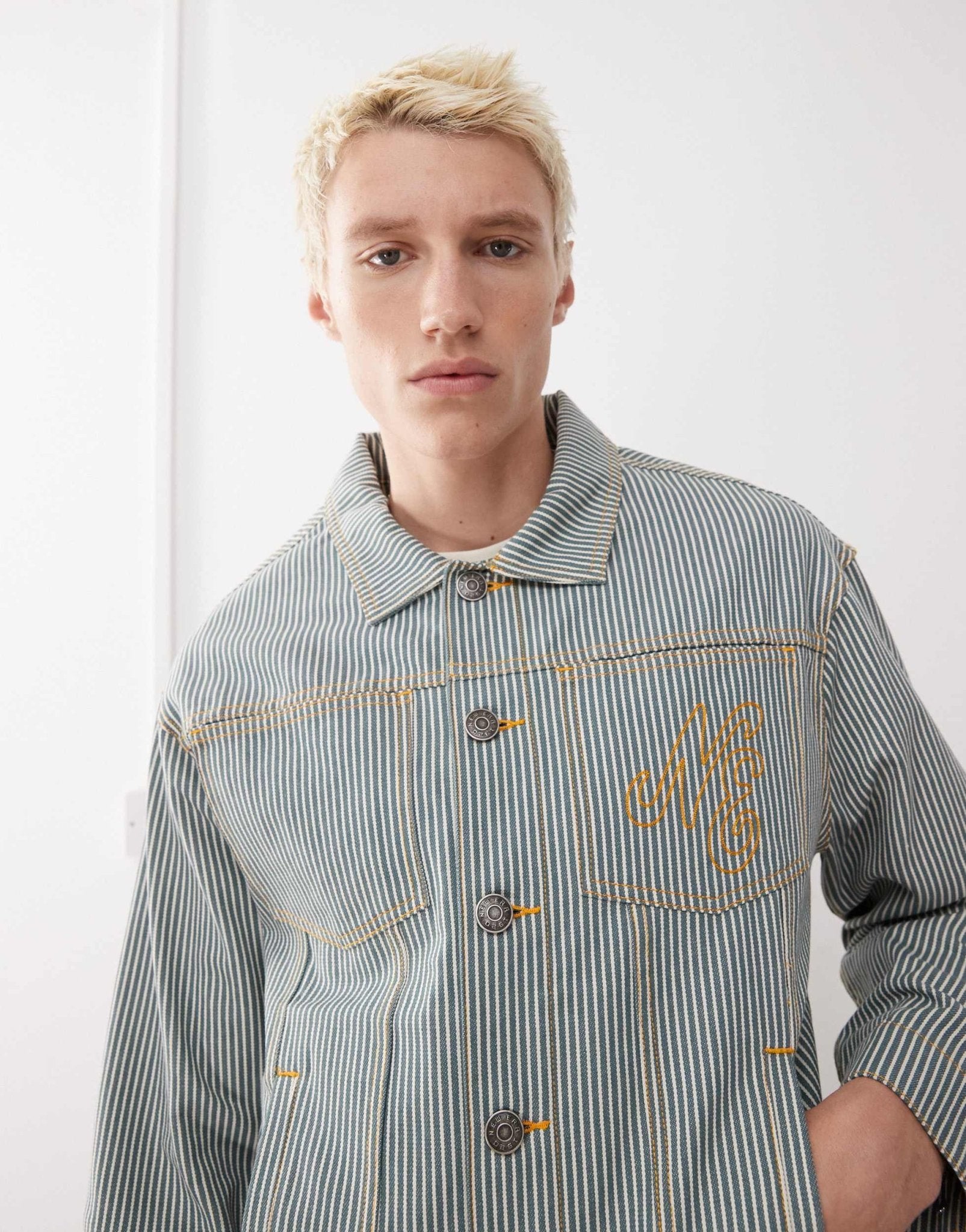 New Era pinstripe denim jacket co-ord in multi - ASOS Sample Sale