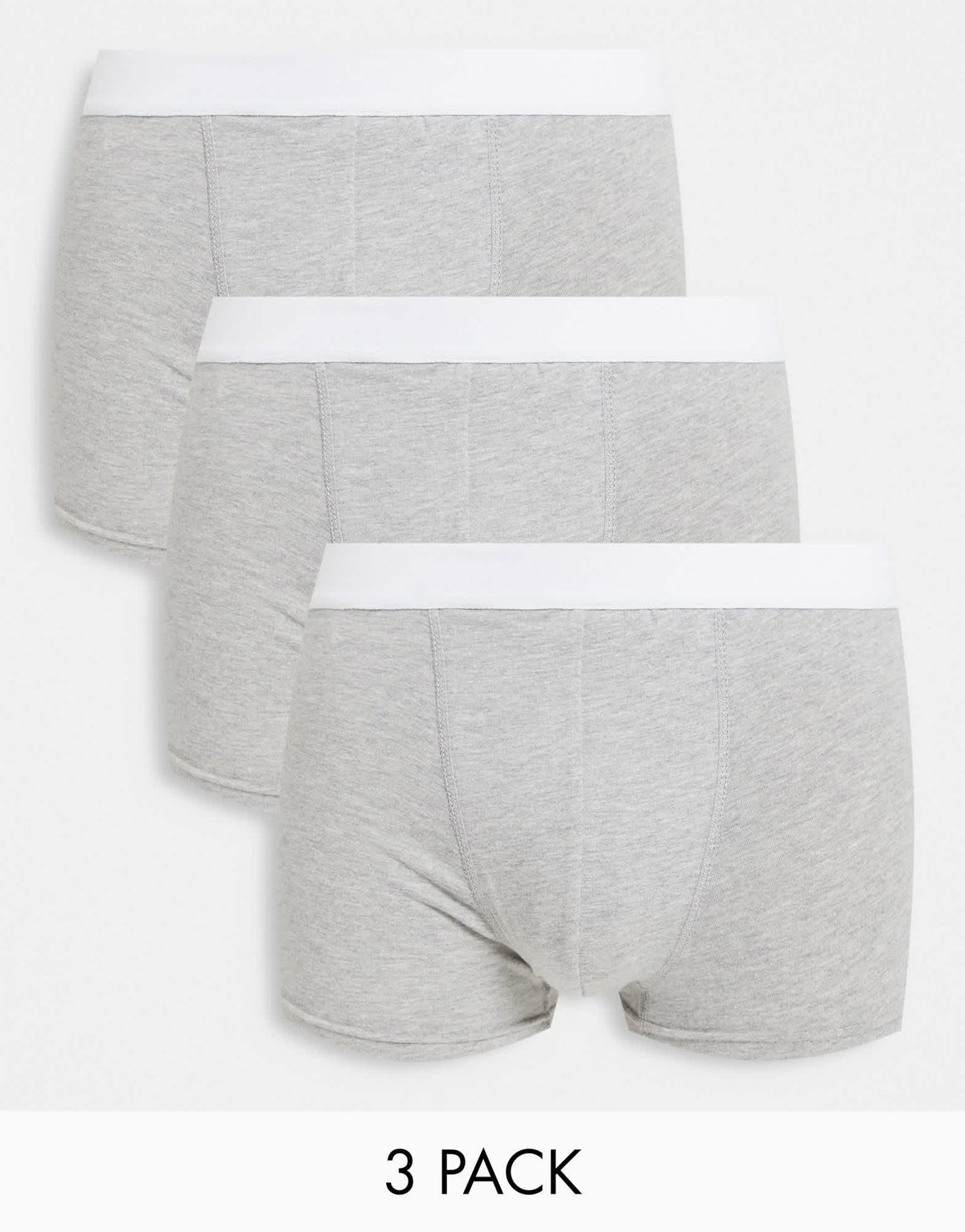 New Look 3 pack trunks in grey with white waistband - ASOS Sample Sale