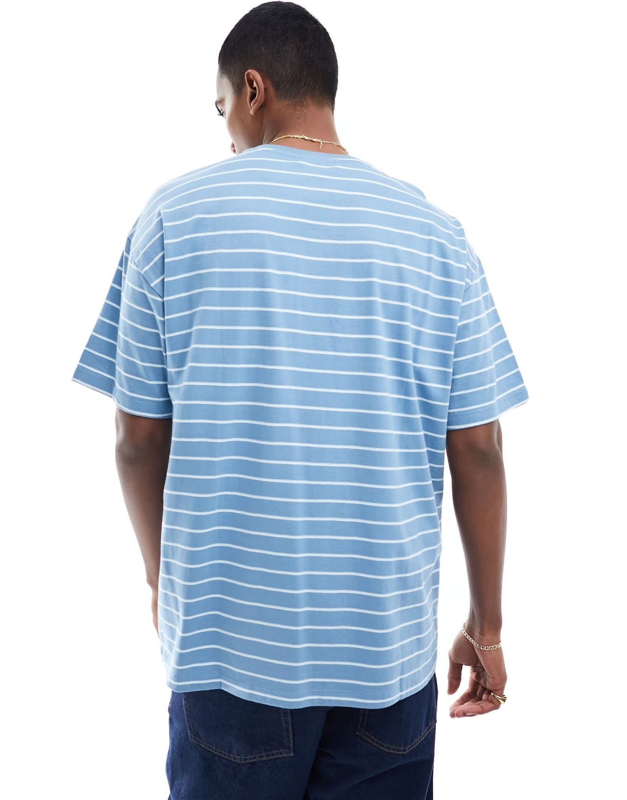 New Look blue stripe oversized t-shirt in blue - ASOS Sample Sale