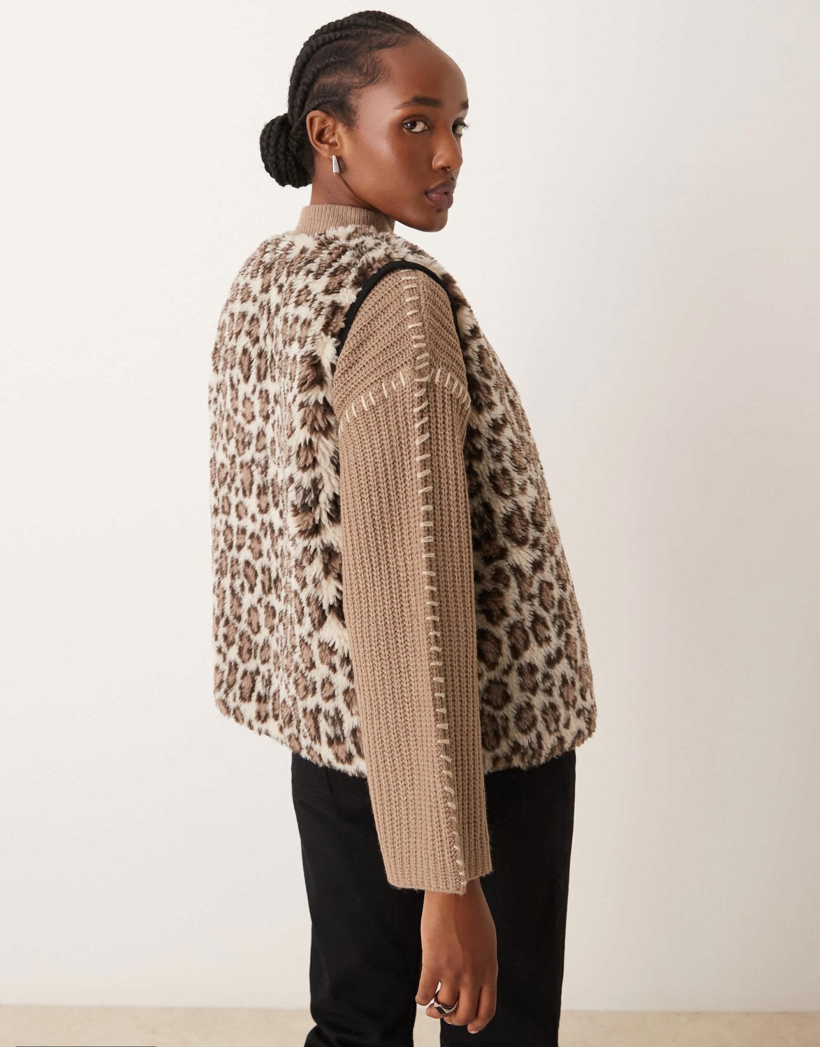 New Look borg sleeveless jacket in animal print - ASOS Sample Sale
