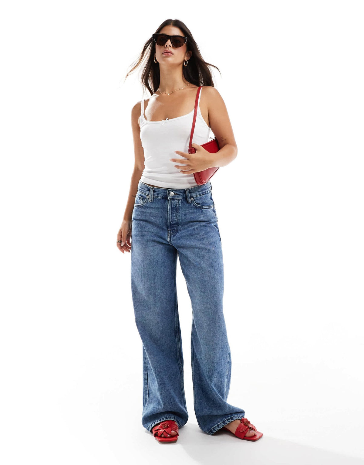 New Look bow cami jersey top in white - ASOS Sample Sale