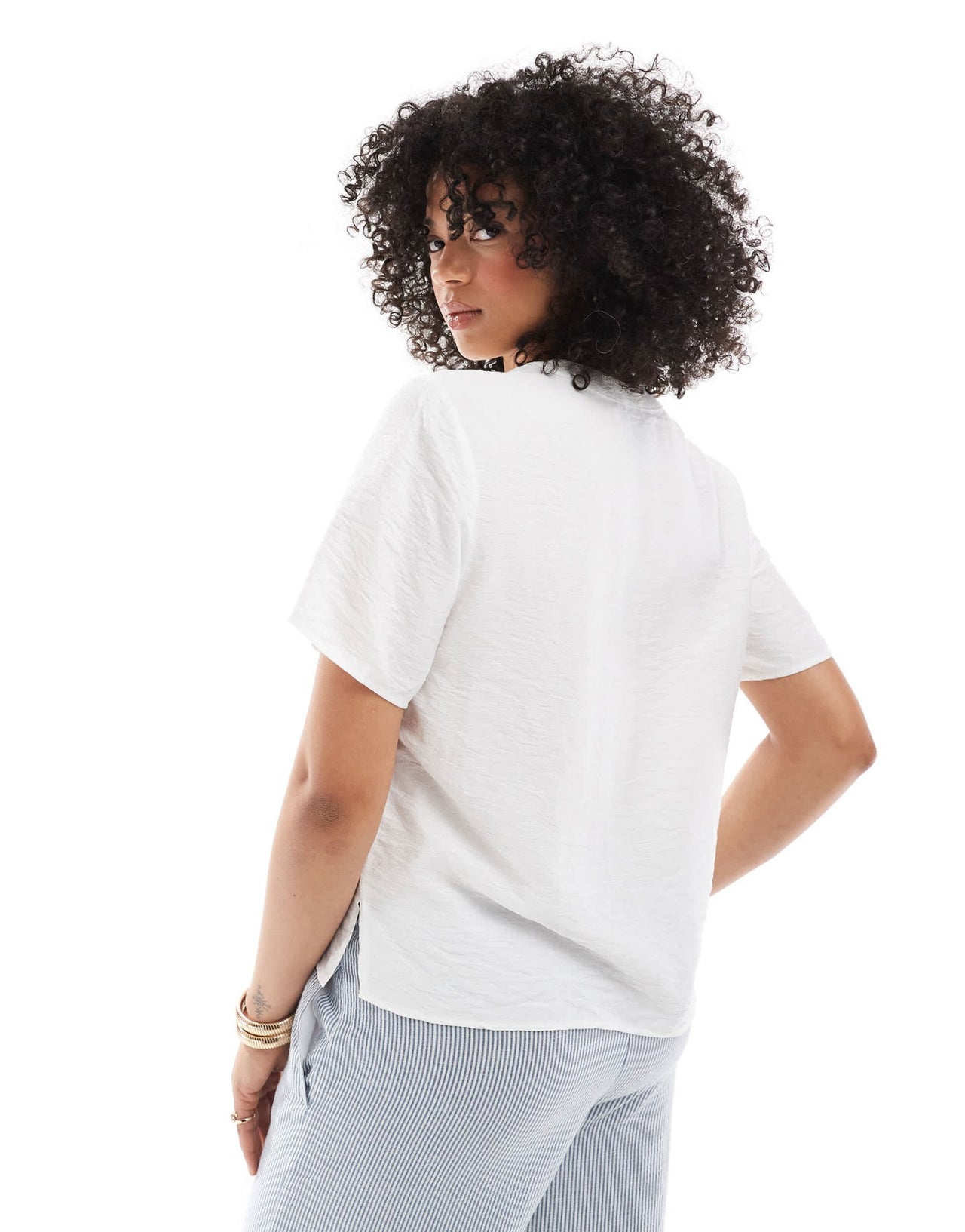 New Look button down shell top in white - ASOS Sample Sale