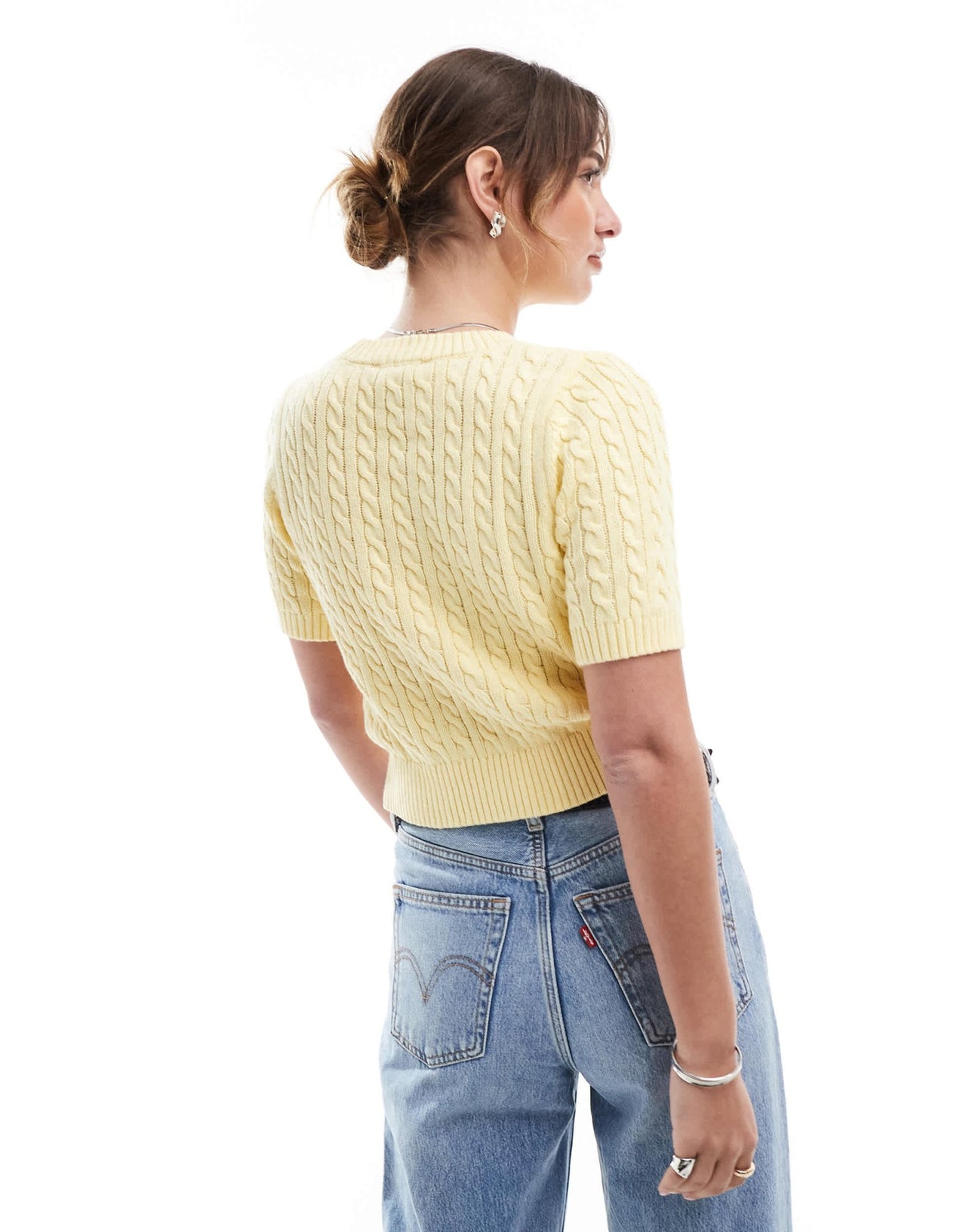 New Look cable knitted tee in yellow - ASOS Sample Sale