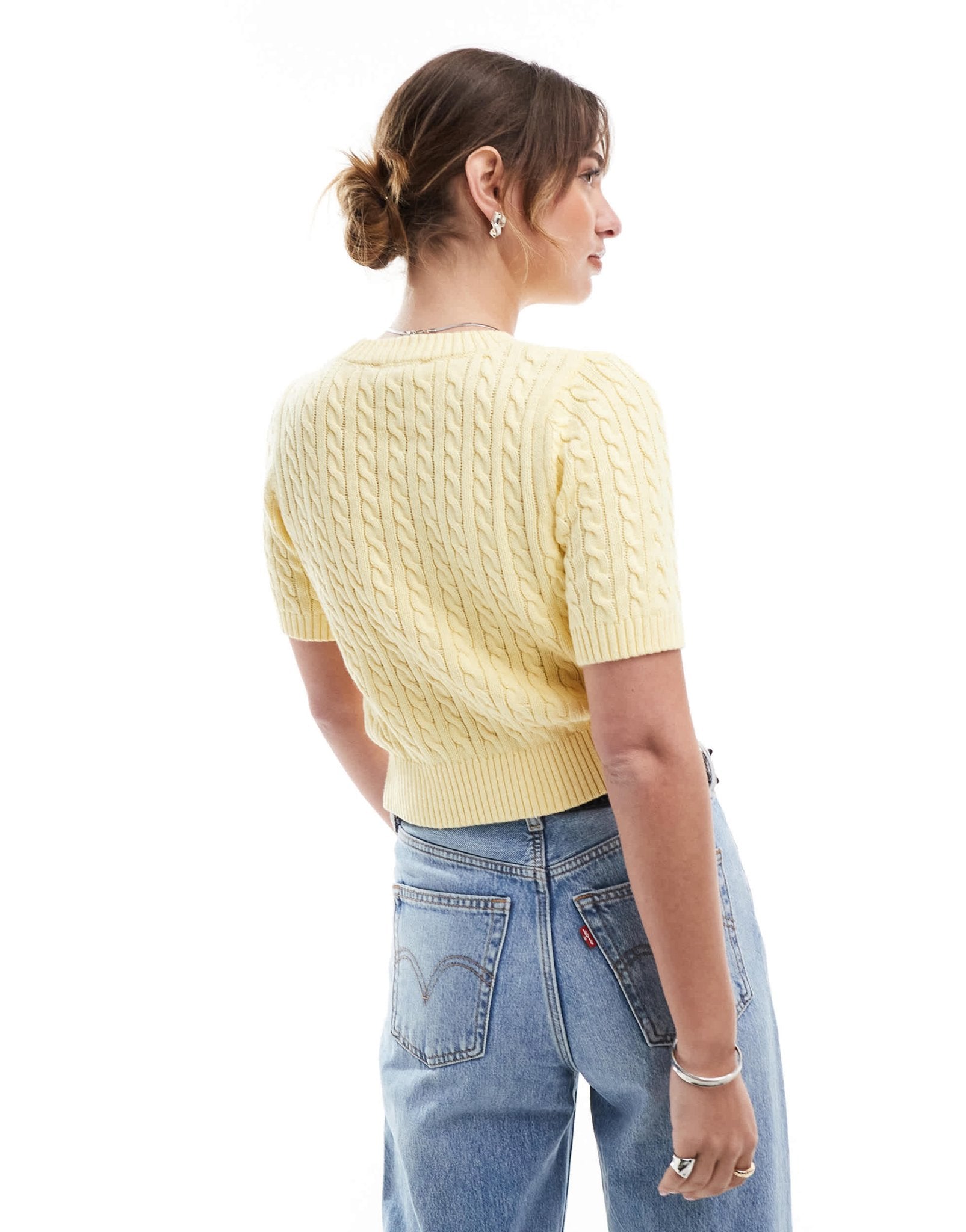 New Look cable knitted tee in yellow - ASOS Sample Sale