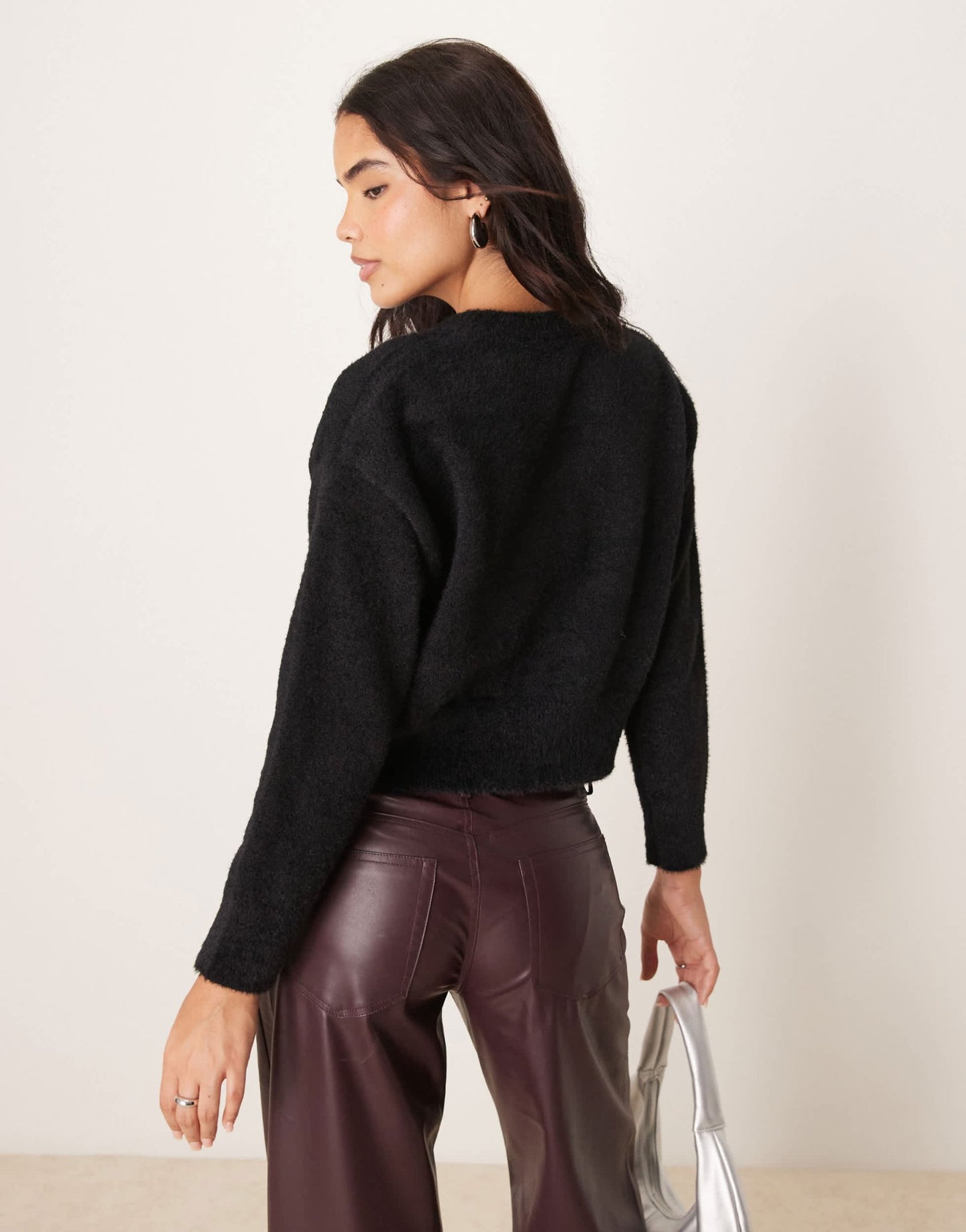 New Look C'est Bon logo fluffy jumper in black - ASOS Sample Sale