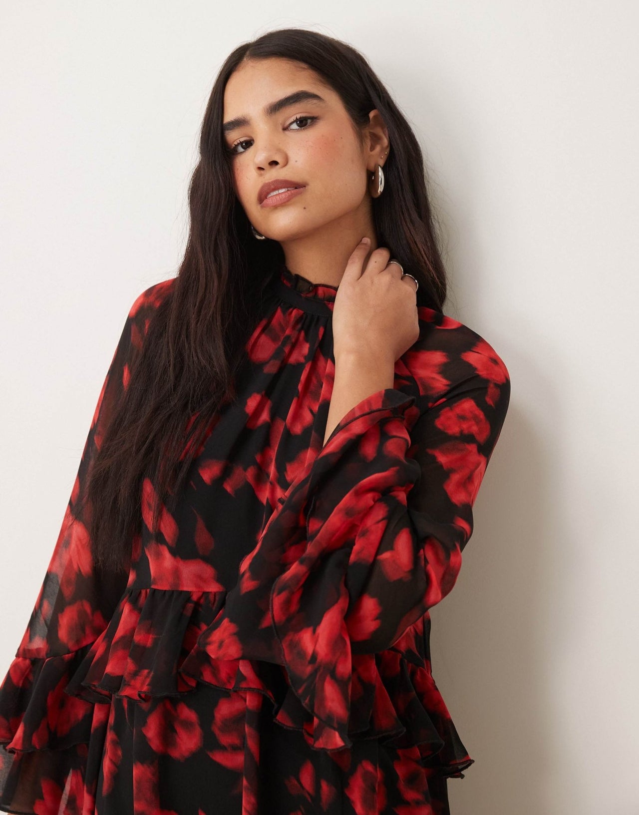 New Look chiffon mini dress in rose print - ASOS Sample Sale