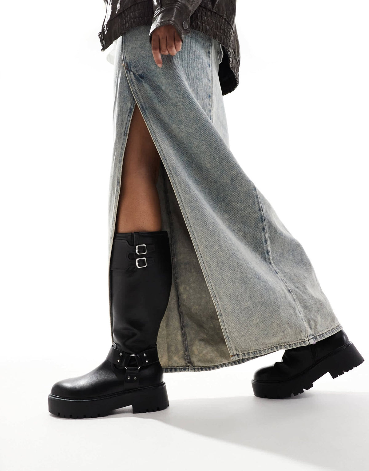 New Look chunky biker boot in black - ASOS Sample Sale