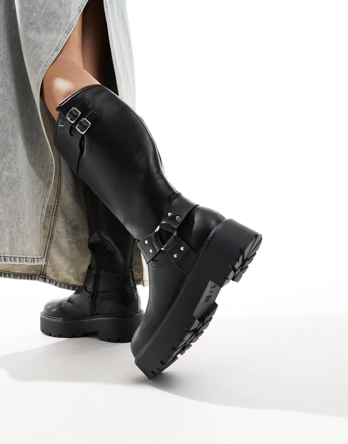 New Look chunky biker boot in black - ASOS Sample Sale