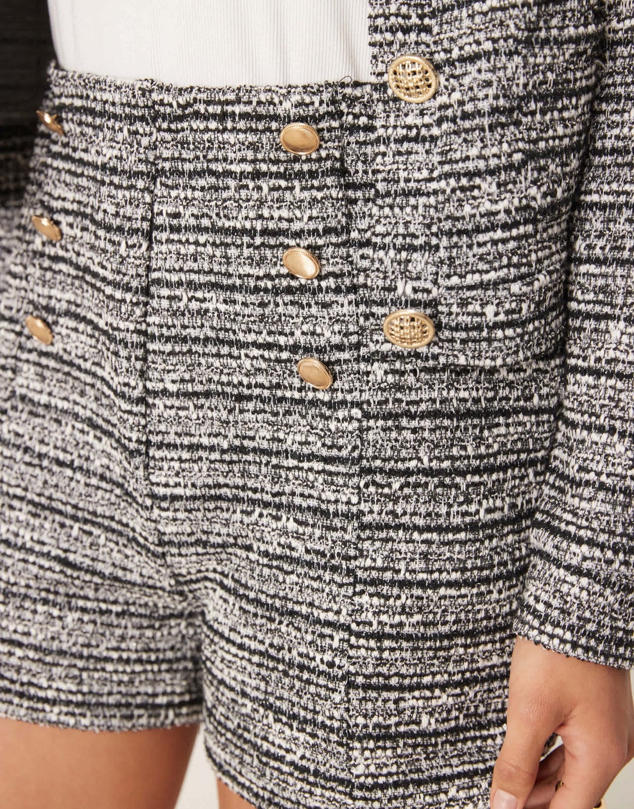 New Look co - ord boucle button detail shorts in black - ASOS Sample Sale