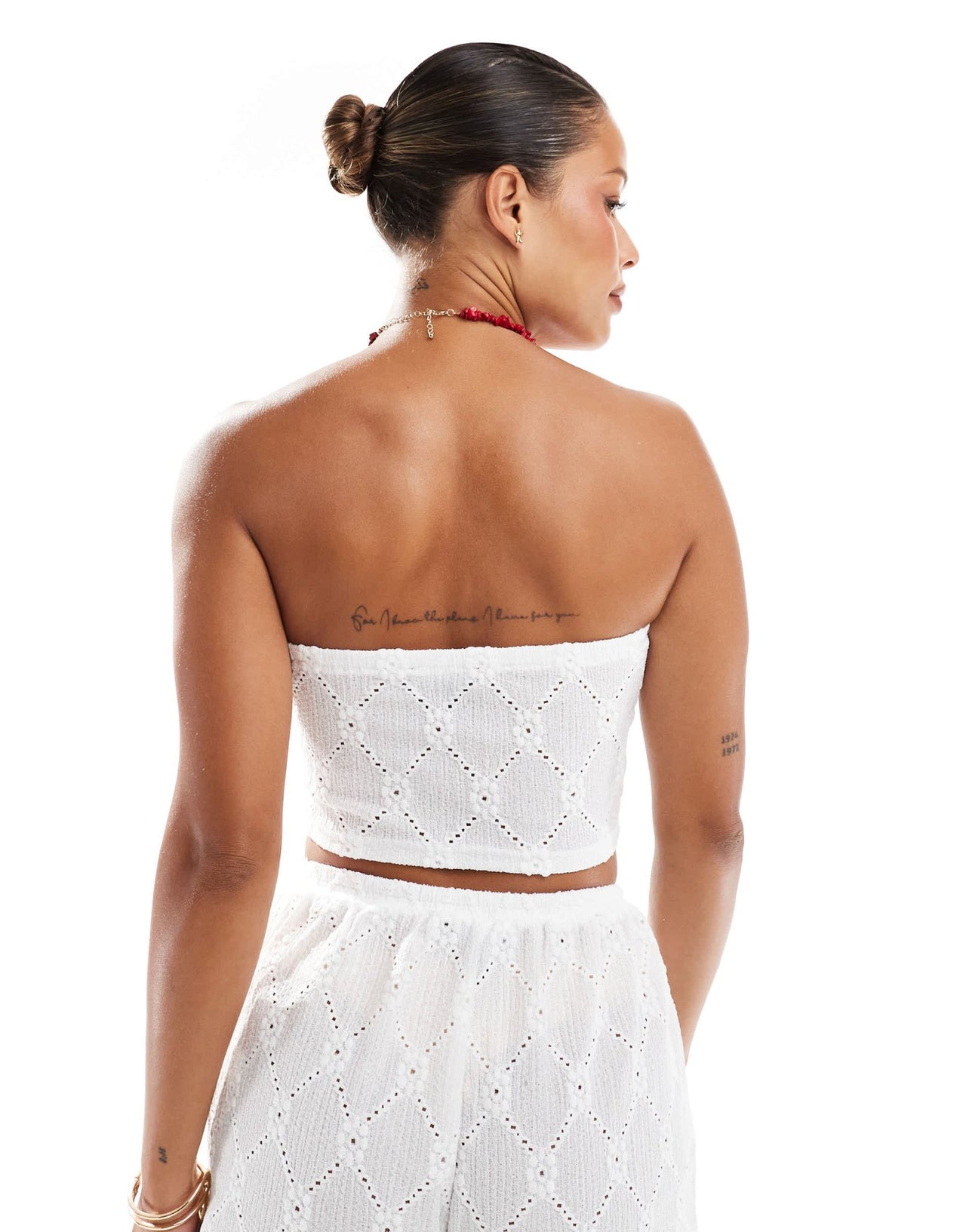 New Look co-ord broderie shirred crop top in white - ASOS Sample Sale