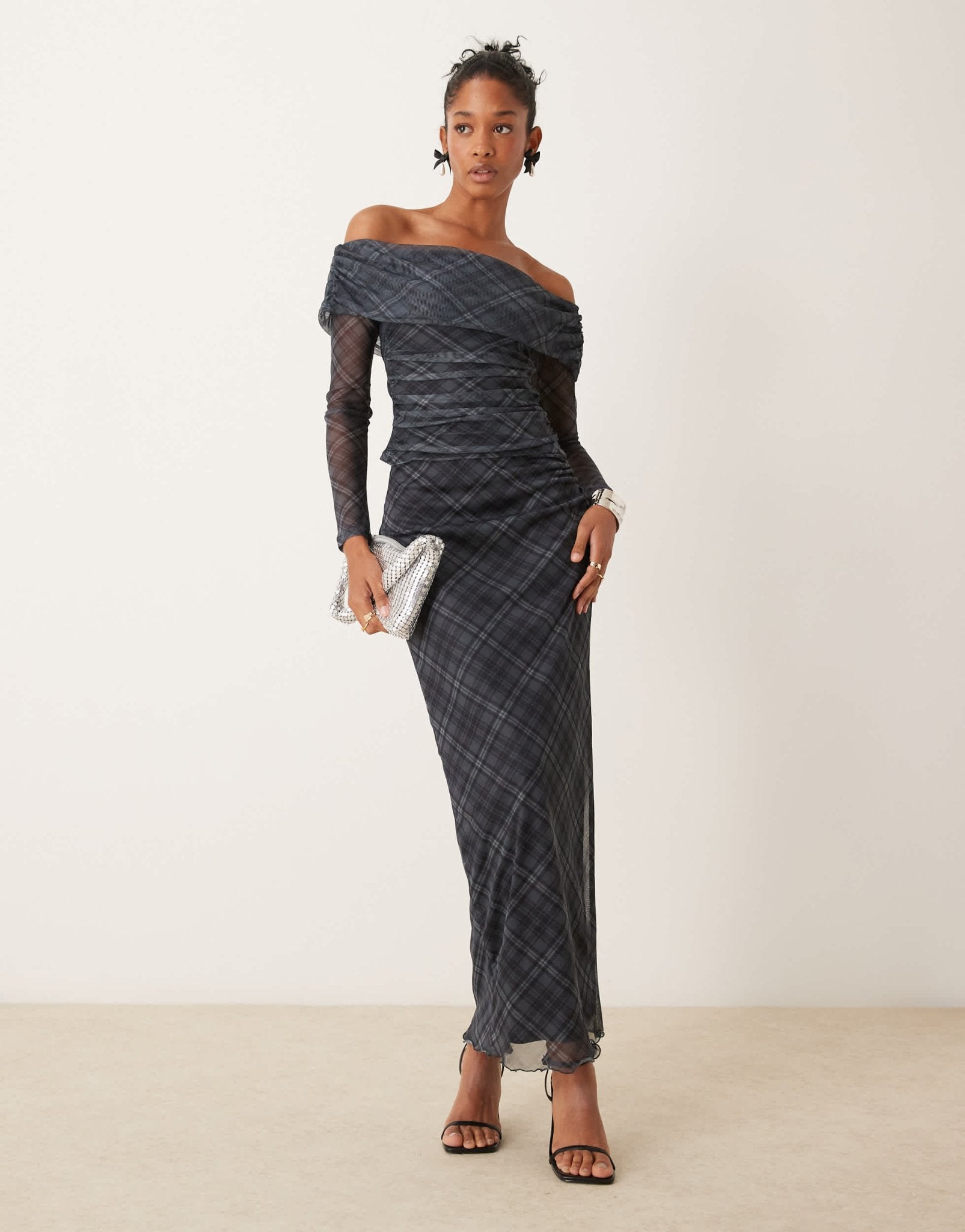 New Look co - ord check mesh midi skirt in blue pattern - ASOS Sample Sale