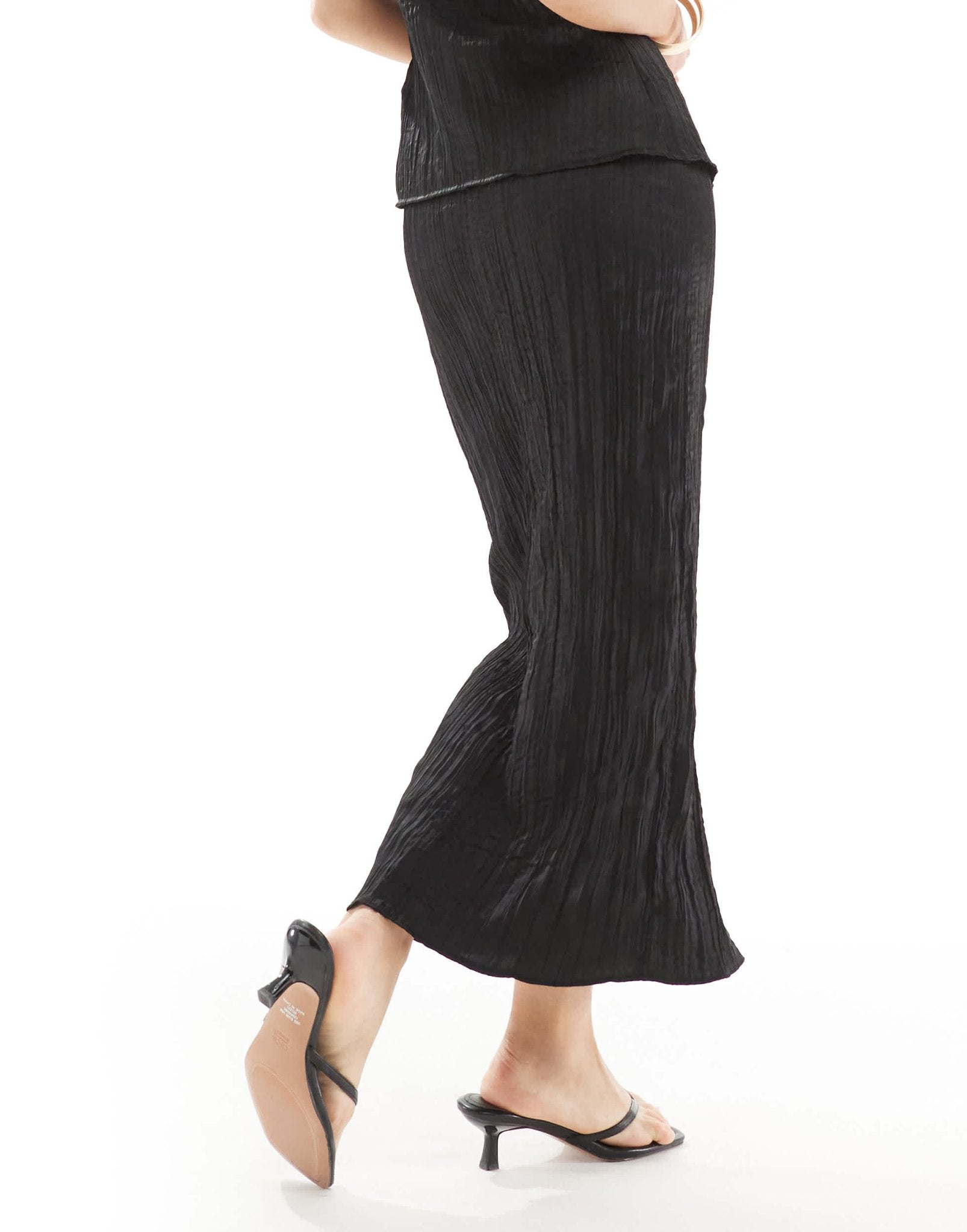 New Look co - ord crinkle midi skirt in black - ASOS Sample Sale
