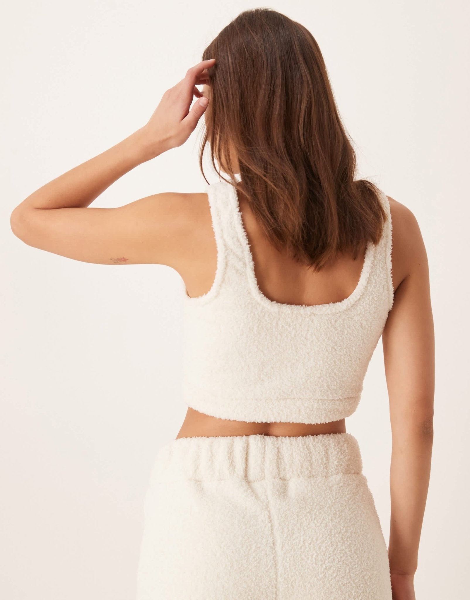 New Look co - ord sherpa cropped vest in cream - ASOS Sample Sale