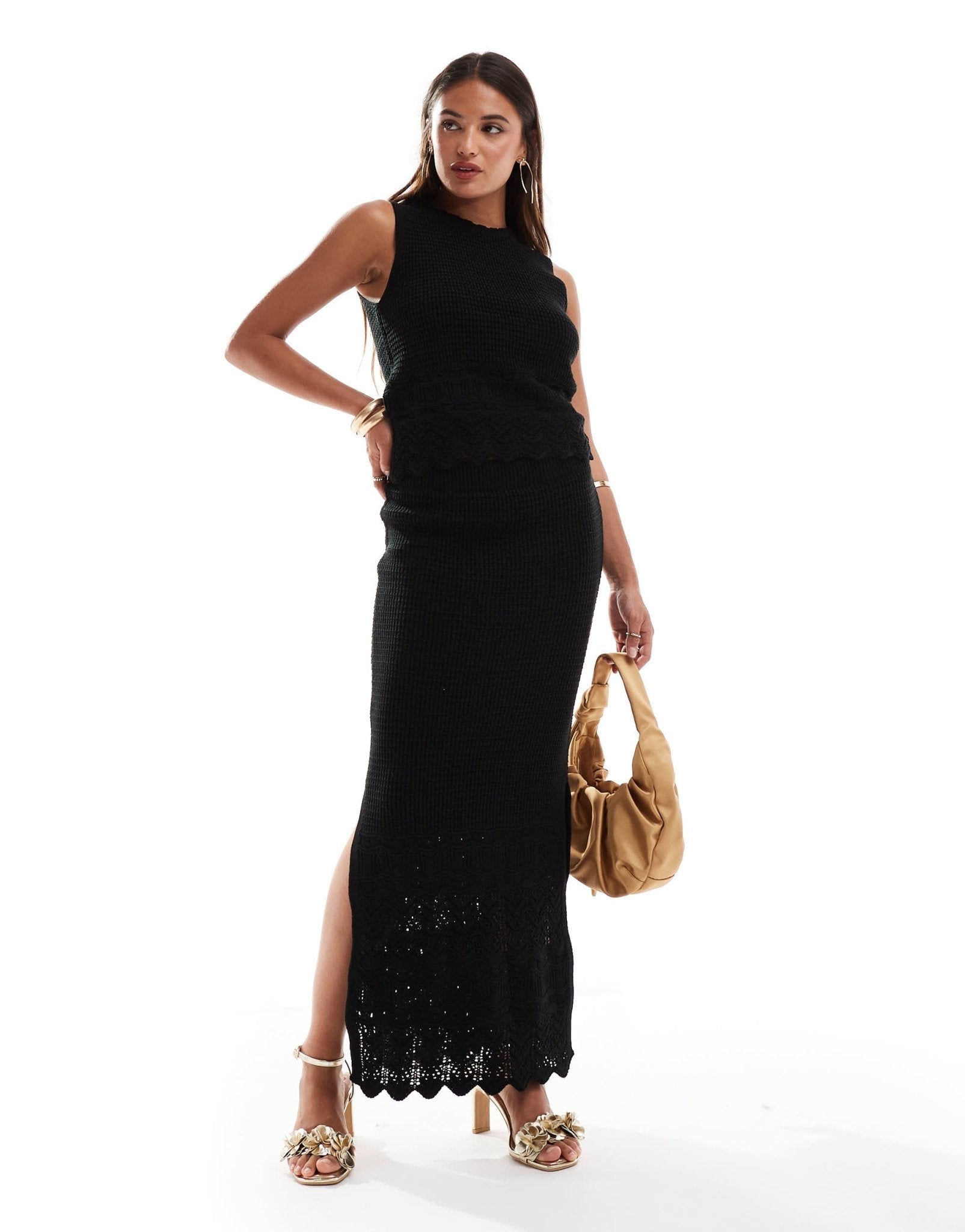 New Look co-ord stitch hem skirt in black - ASOS Sample Sale