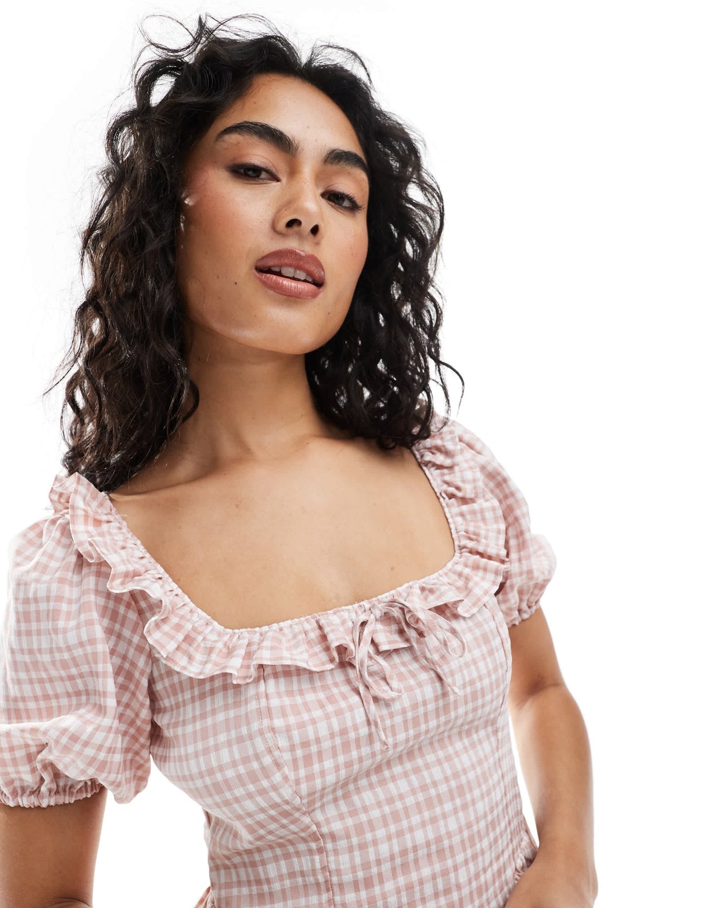 New Look corset detail check mini dress in pink - ASOS Sample Sale
