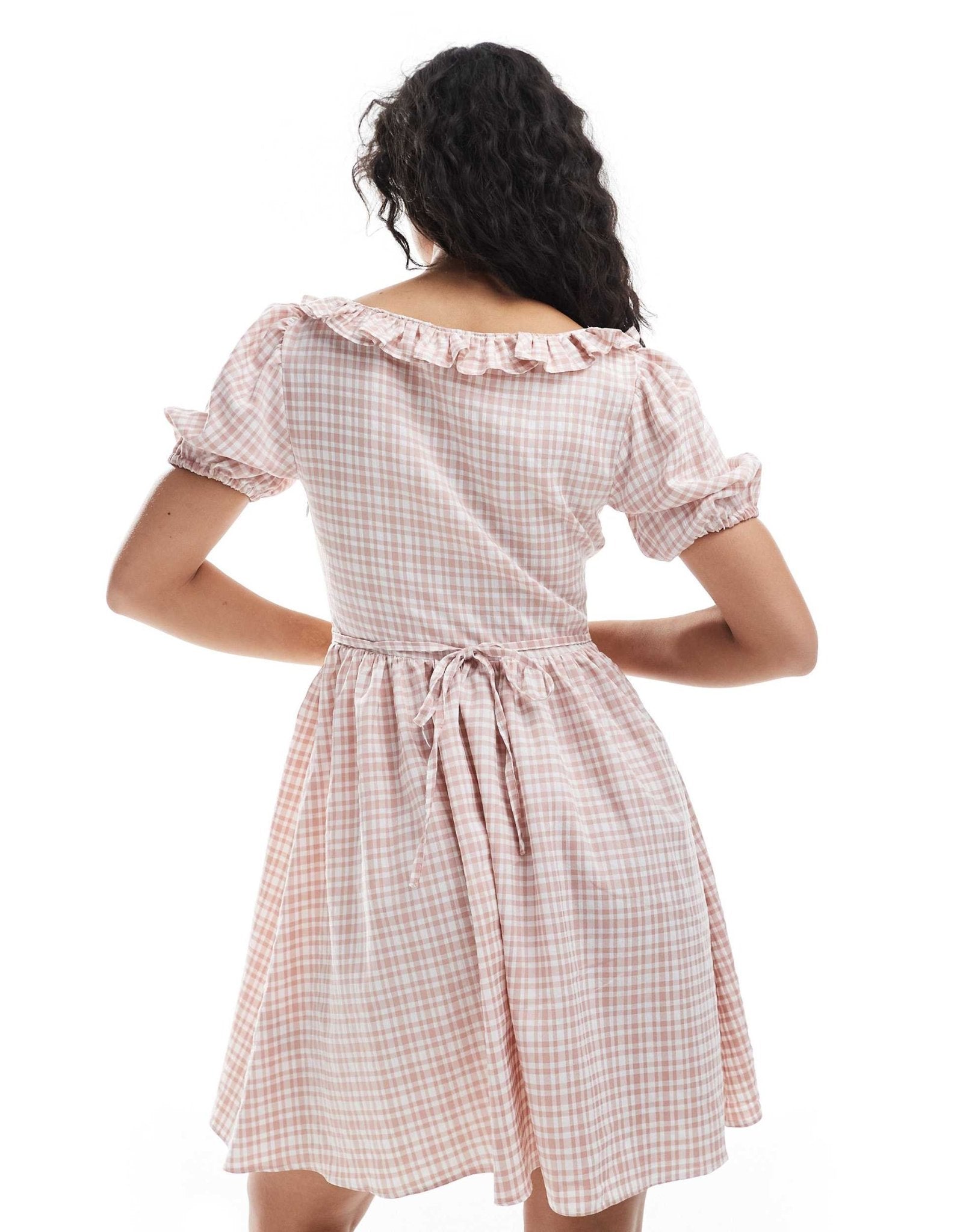 New Look corset detail check mini dress in pink - ASOS Sample Sale
