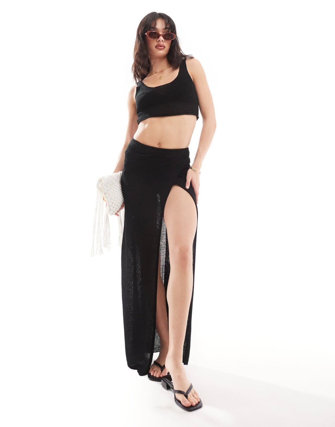 New Look crochet crop top in black - ASOS Sample Sale