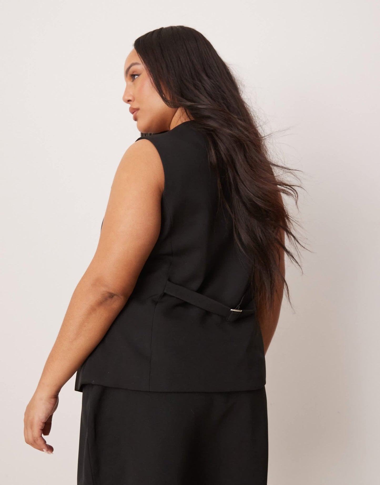 New Look Curve longline tailored waistcoat co - ord in black - ASOS Sample Sale