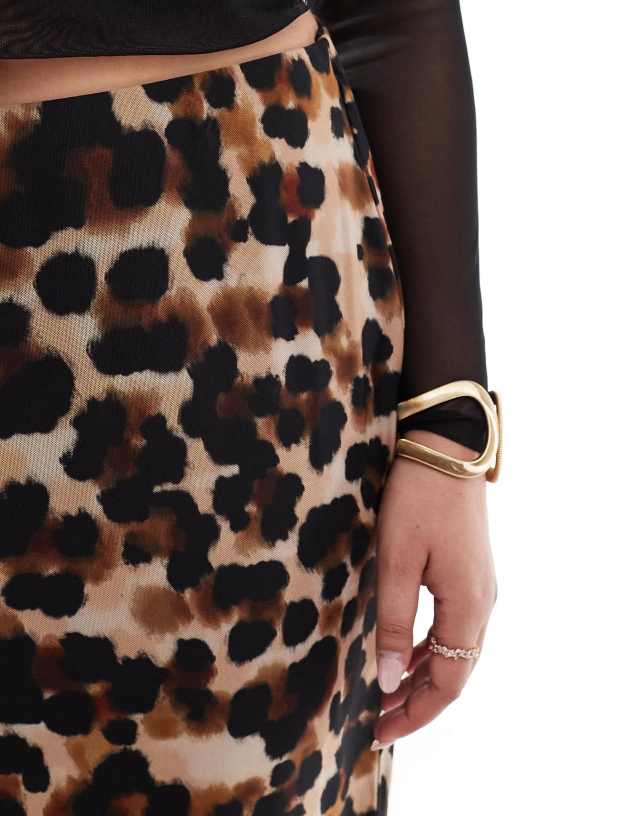 New Look Curve mesh midi skirt in leopard print - ASOS Sample Sale