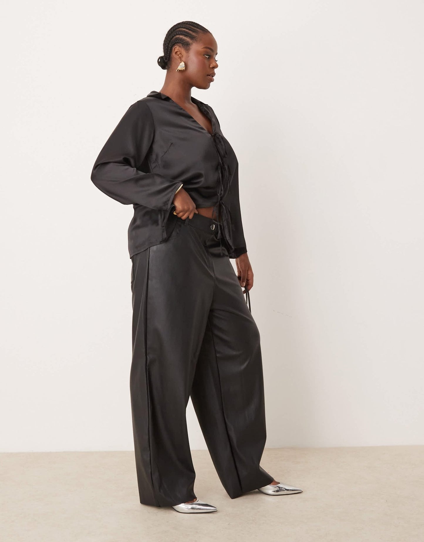 New Look Curve western PU trousers in black - ASOS Sample Sale