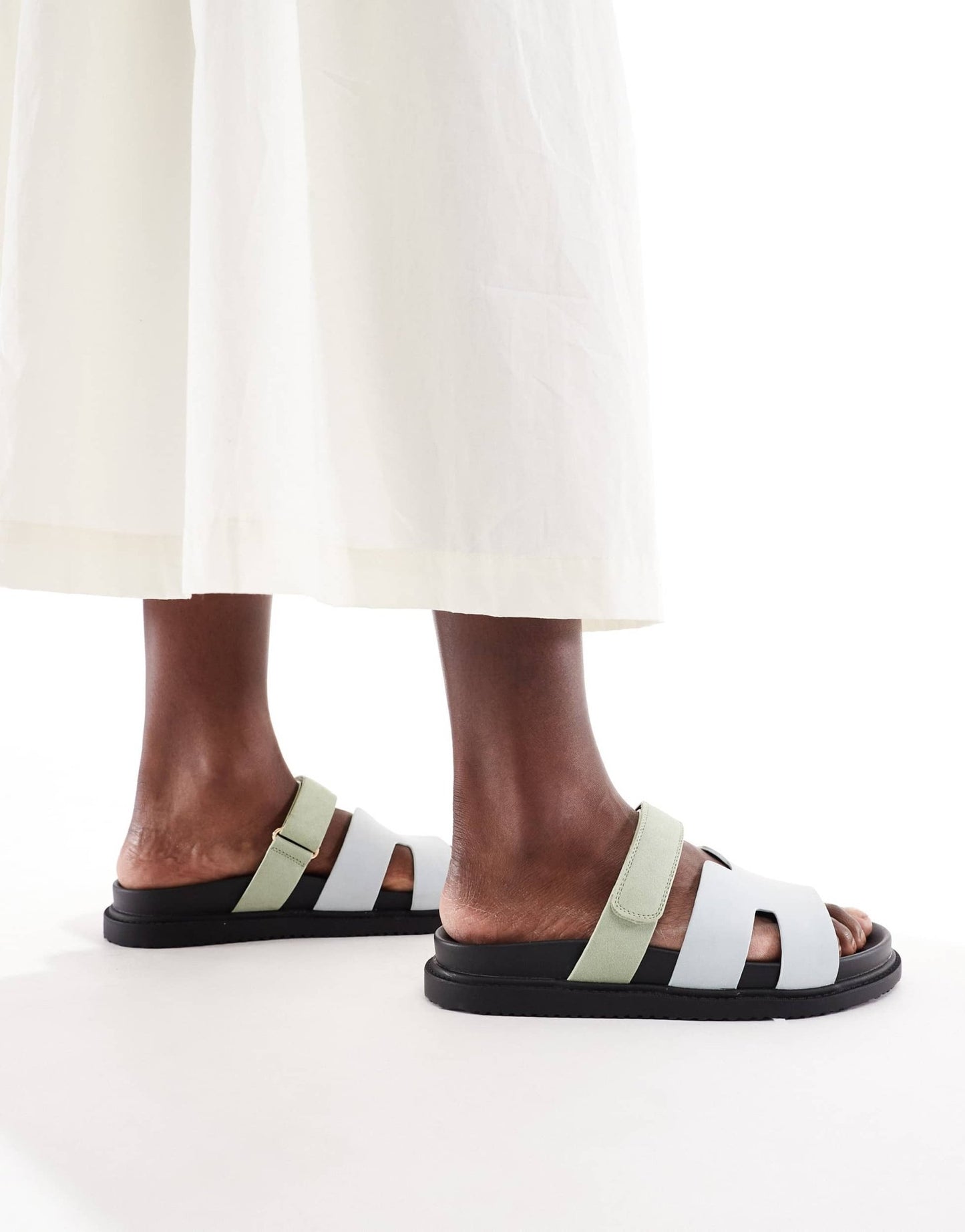 New Look cutout velcro strap sandals in blue - ASOS Sample Sale