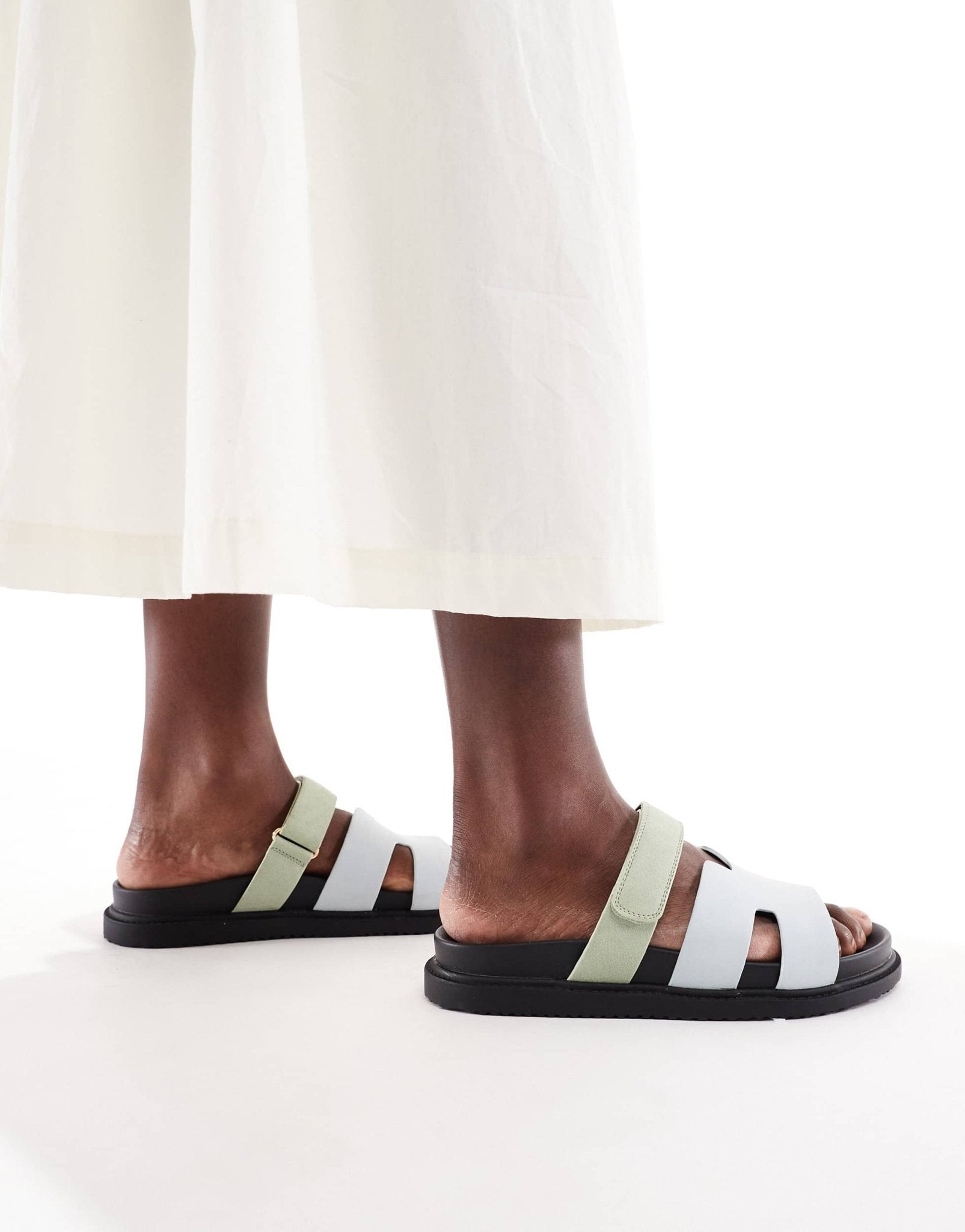 New Look cutout velcro strap sandals in blue - ASOS Sample Sale