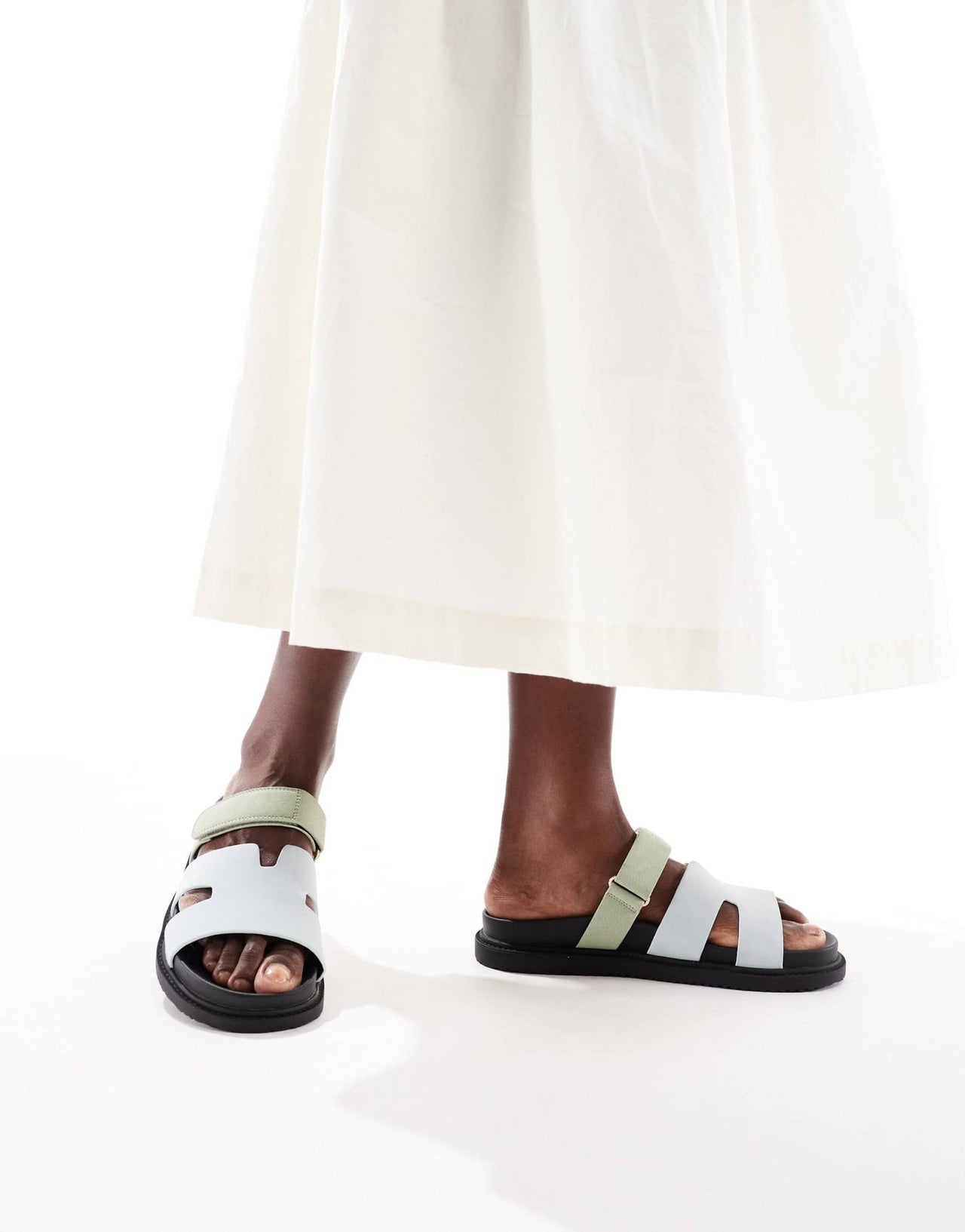 New Look cutout velcro strap sandals in blue - ASOS Sample Sale