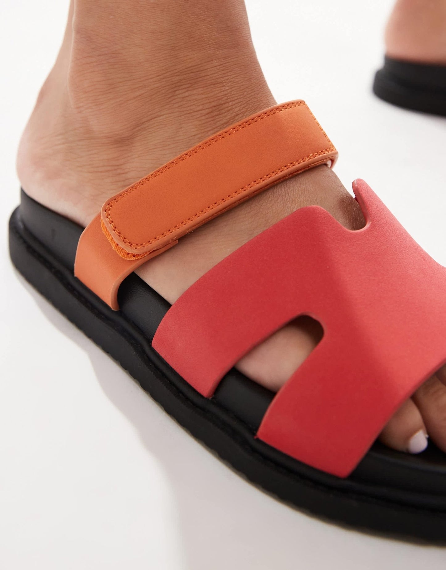 New Look cutout velcro strap sandals in red - ASOS Sample Sale