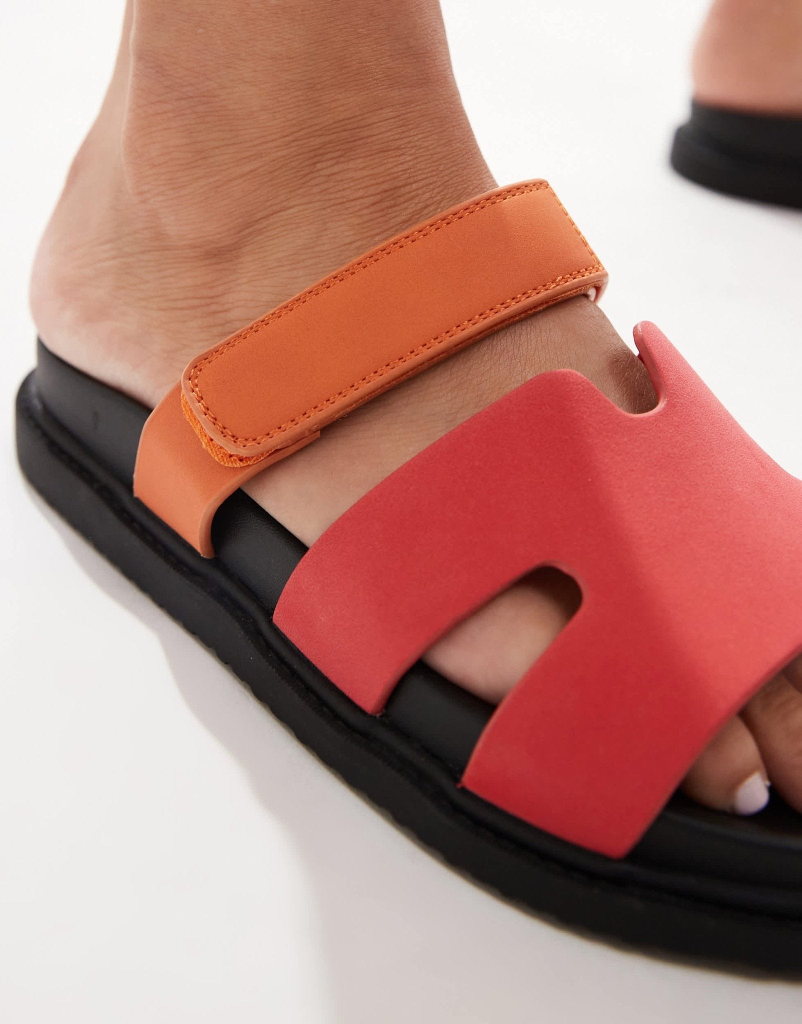 New Look cutout velcro strap sandals in red - ASOS Sample Sale