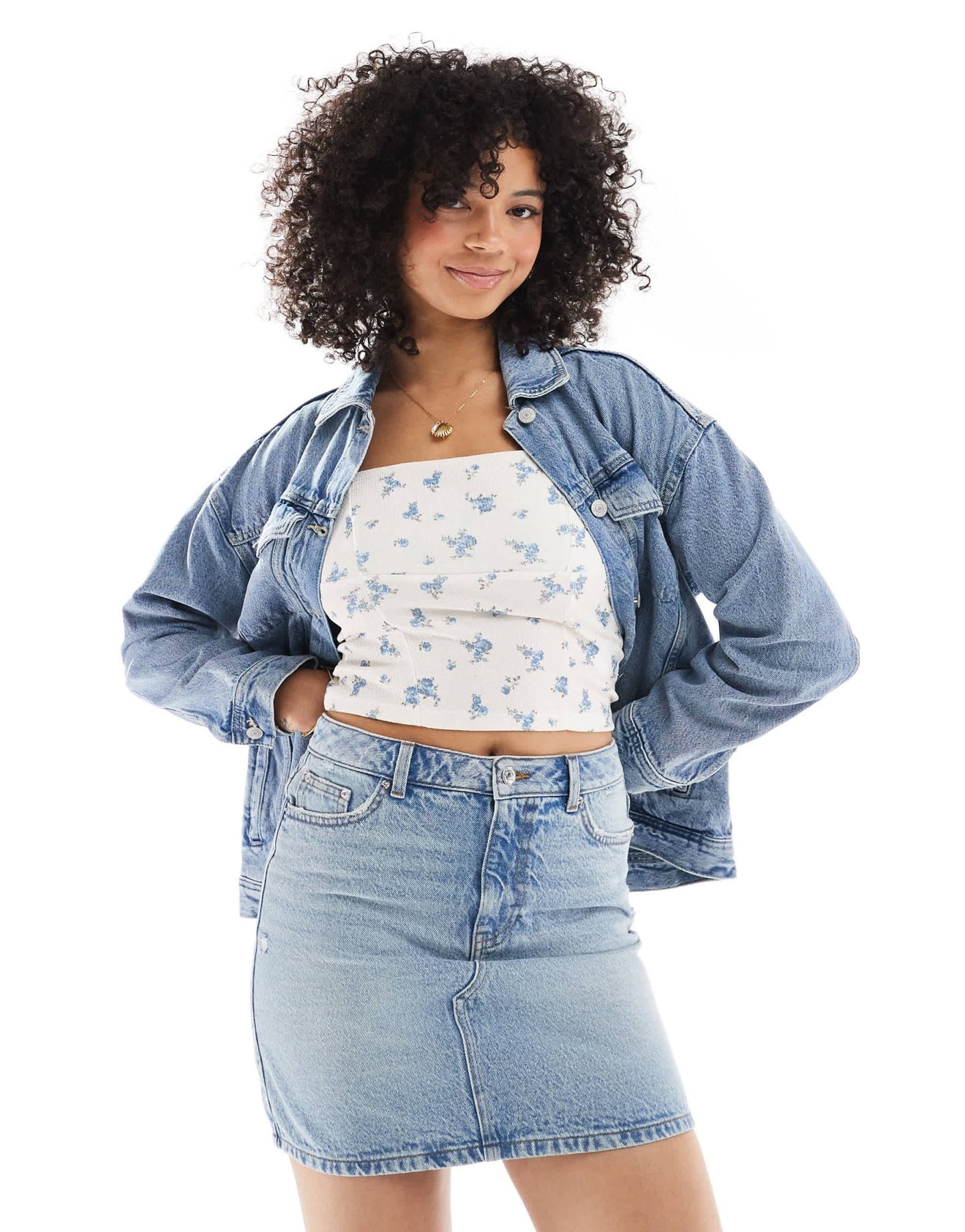 New Look denim mini skirt in blue - ASOS Sample Sale
