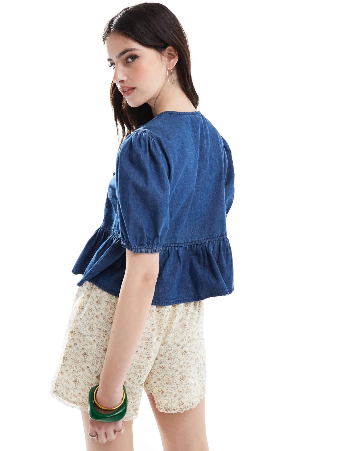 New Look denim tie front top in blue - ASOS Sample Sale