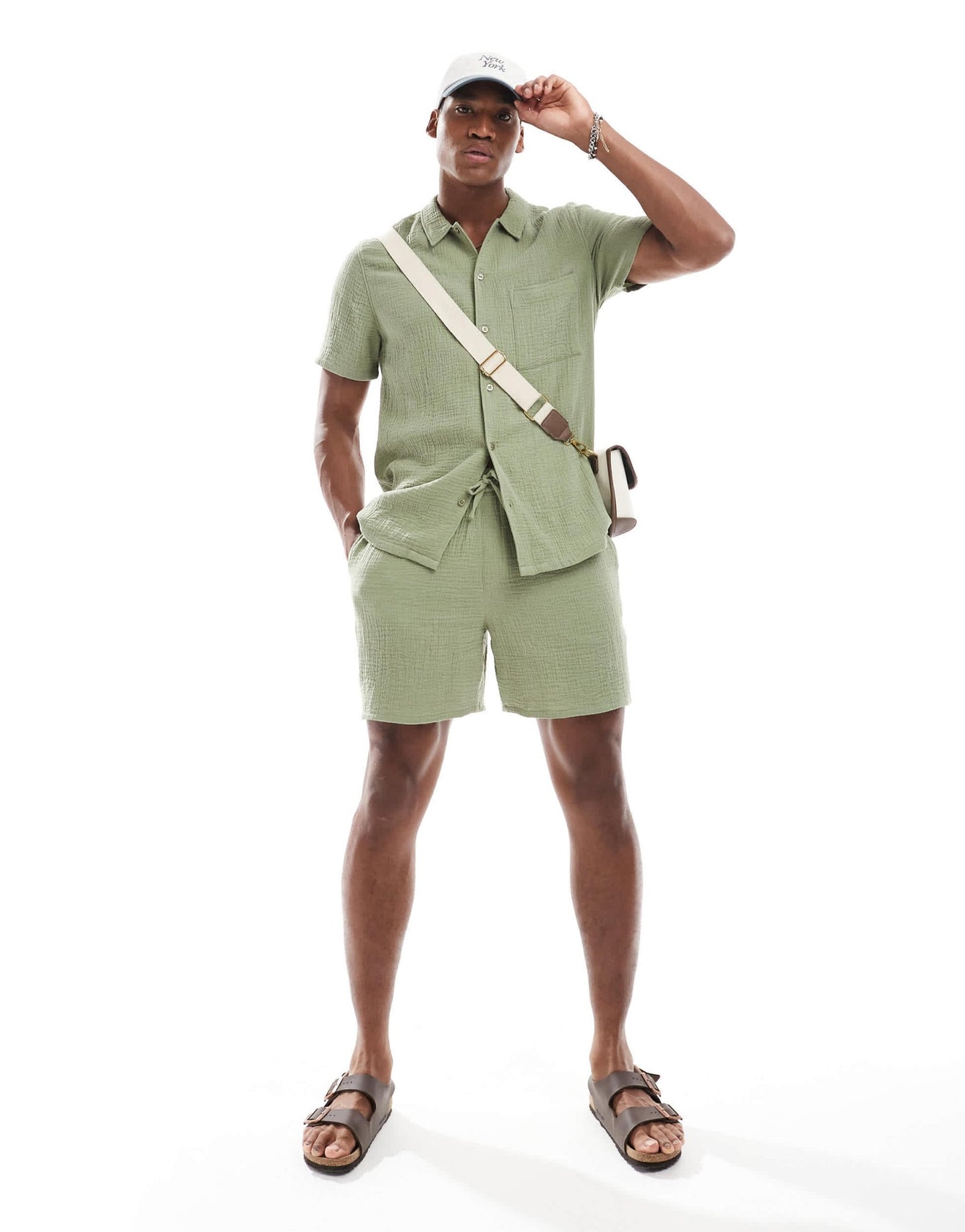 New Look double cloth shirt co-ord in light green - ASOS Sample Sale
