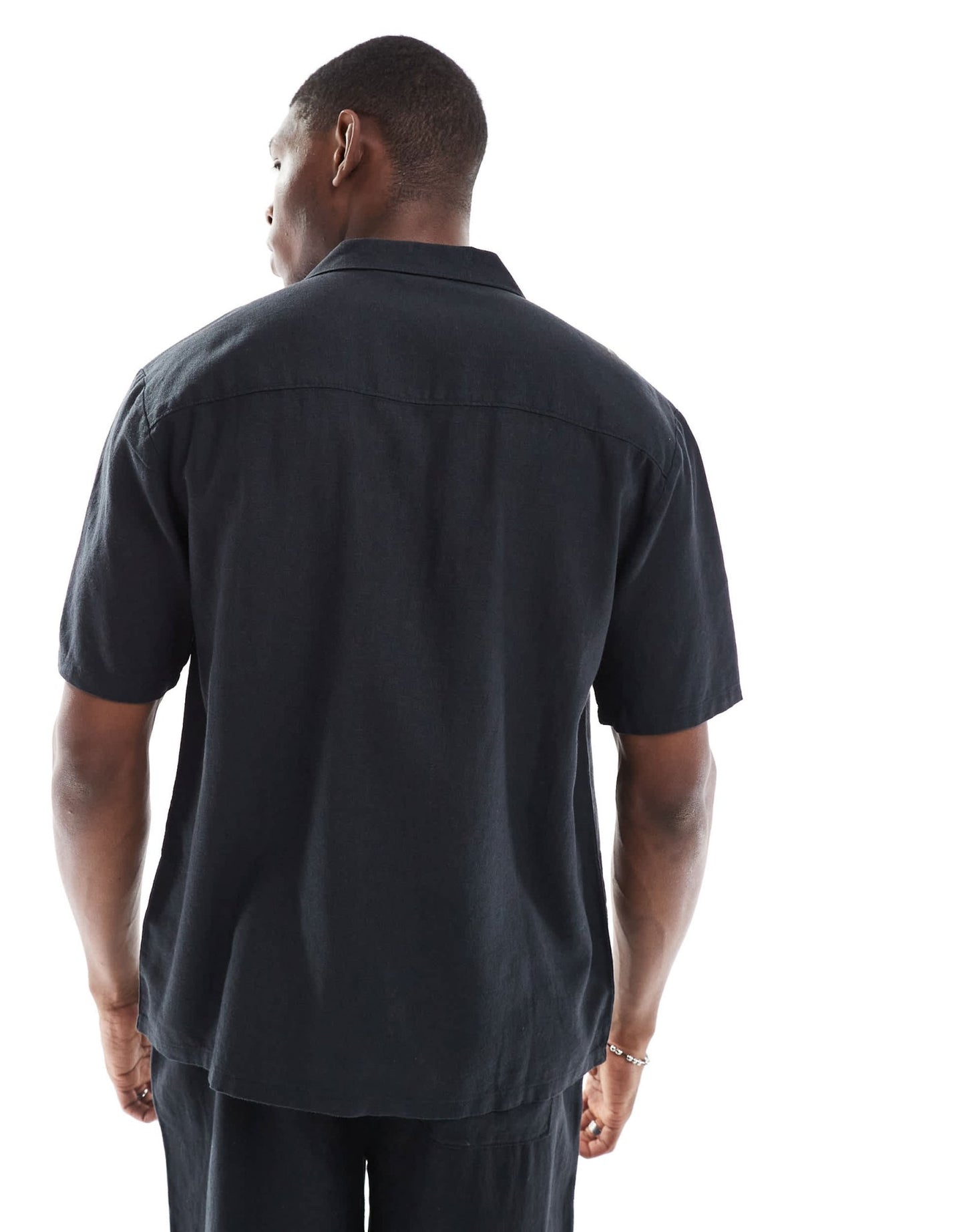 New Look double pocket boxy linen look shirt co-ord in black - ASOS Sample Sale