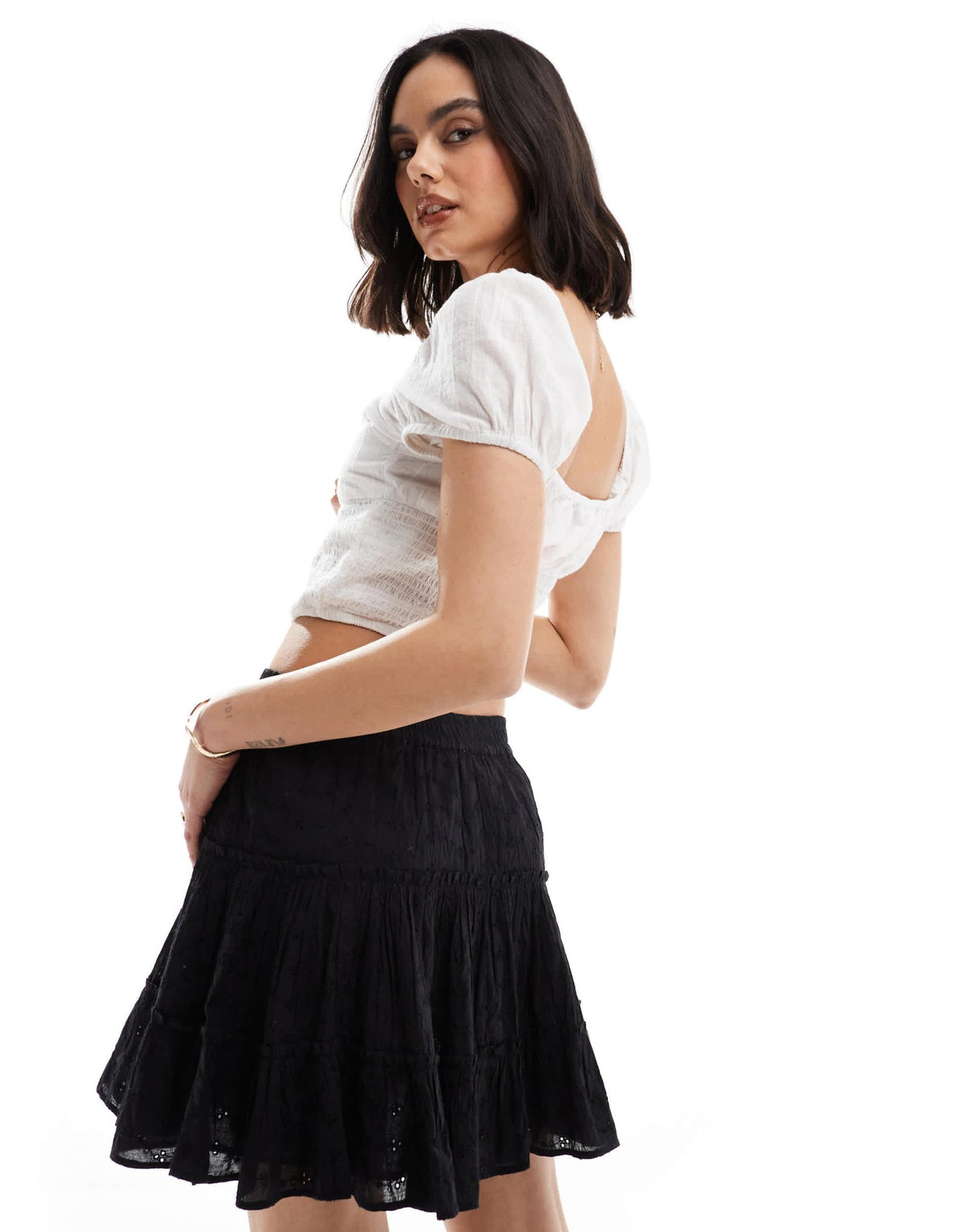 New Look embroidered rara mini skirt in black - ASOS Sample Sale