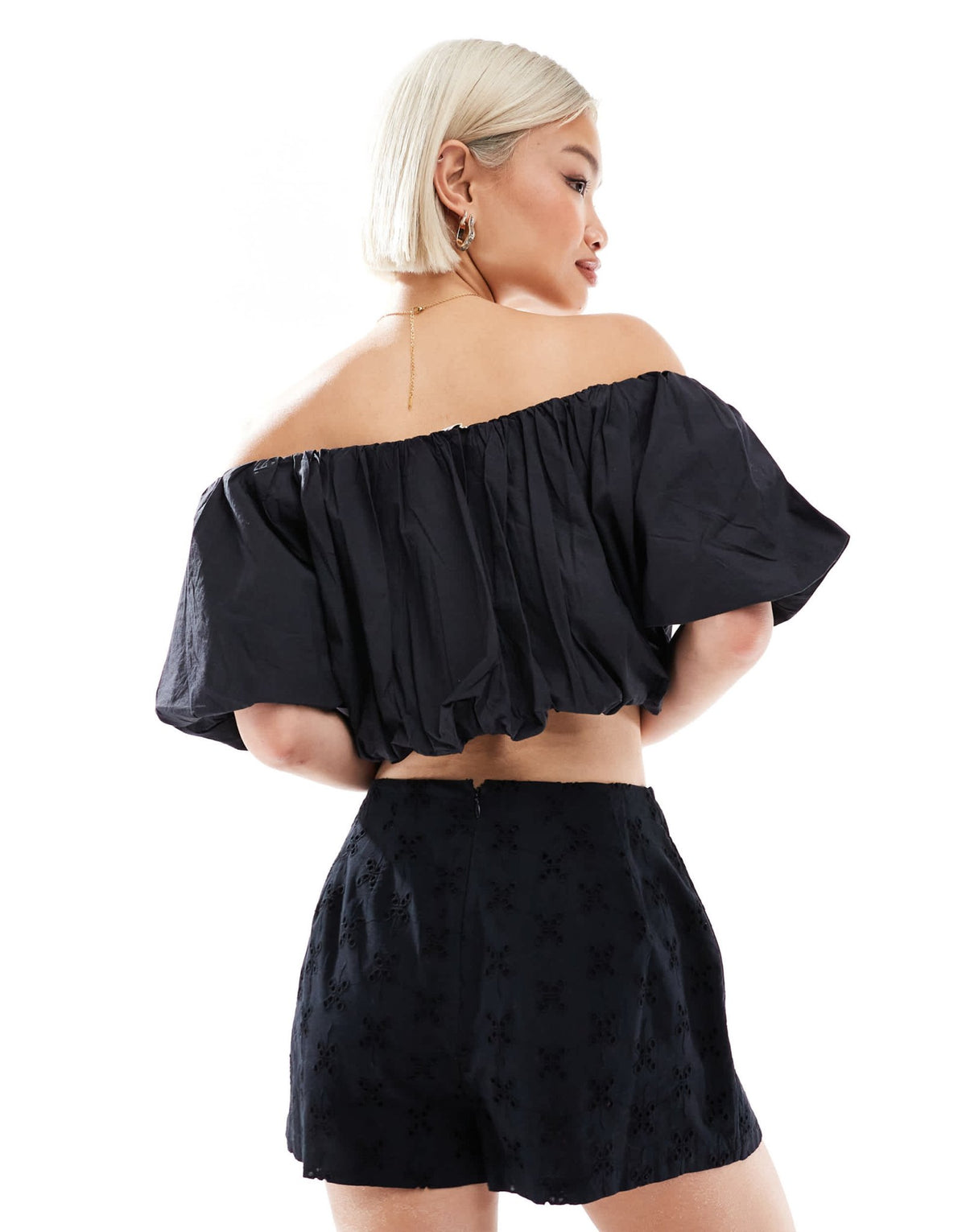 New Look embroidered tie side mini skort in black - ASOS Sample Sale