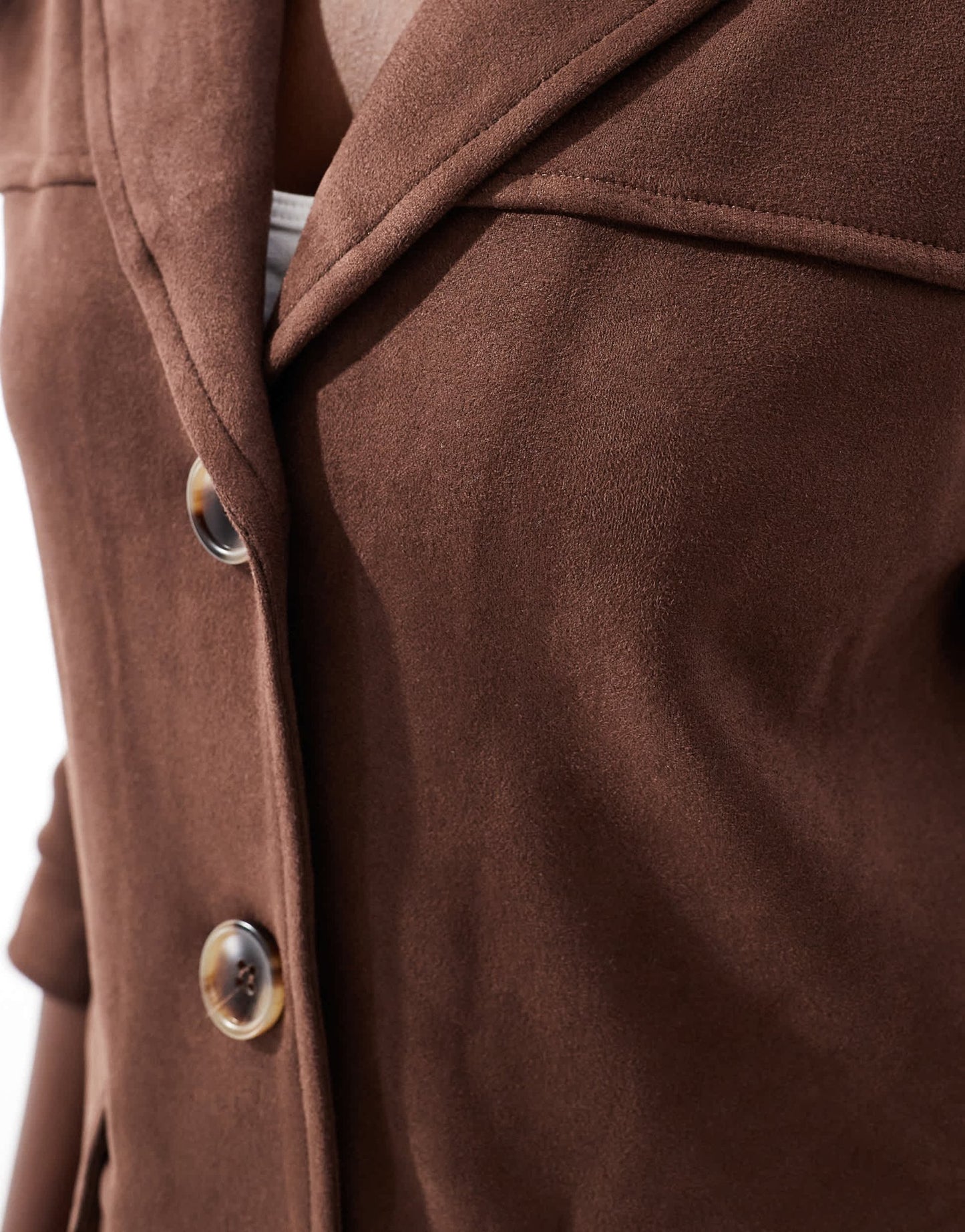 New Look faux suede blazer in brown - ASOS Sample Sale