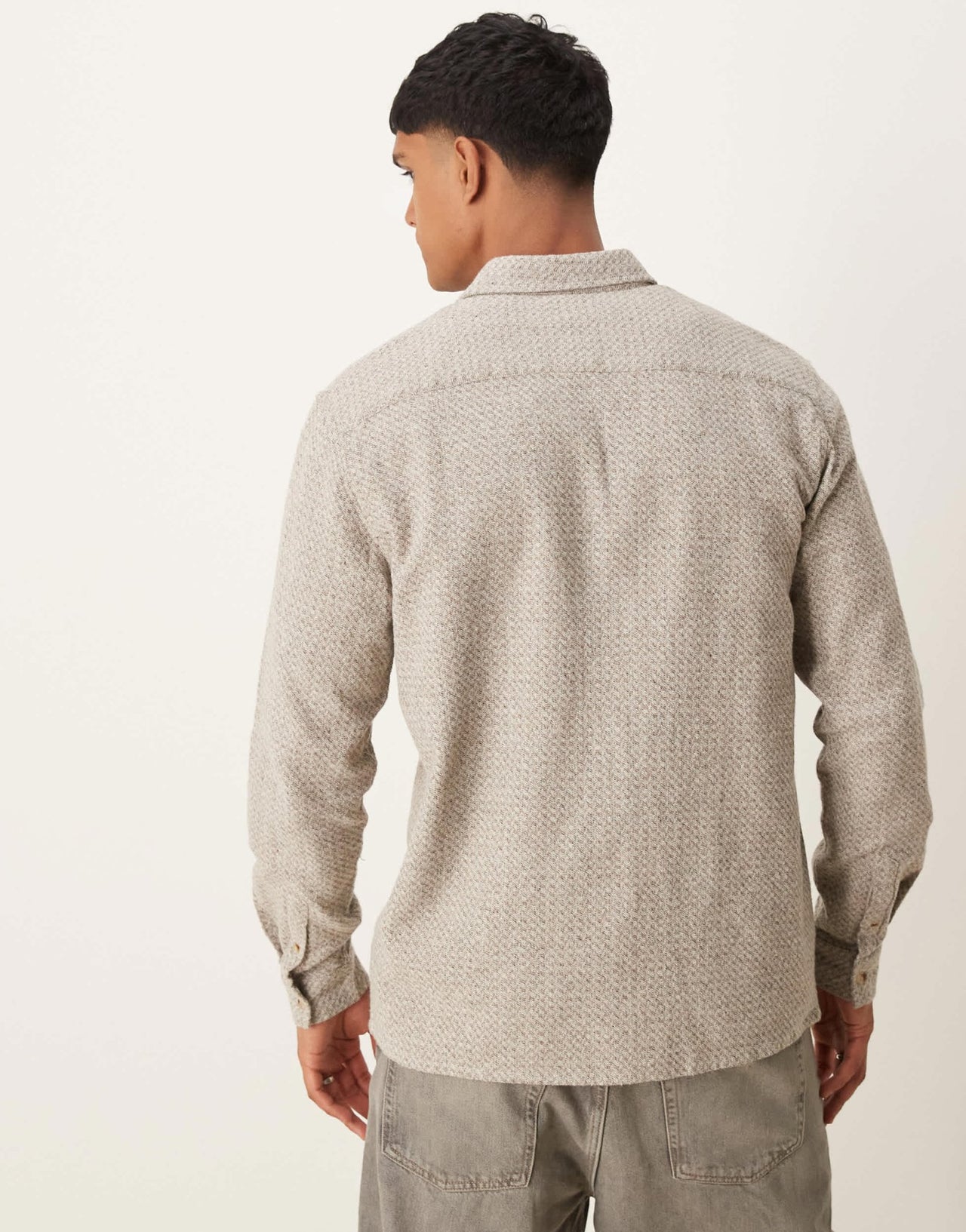 New Look herringbone overshirt in oatmeal - ASOS Sample Sale