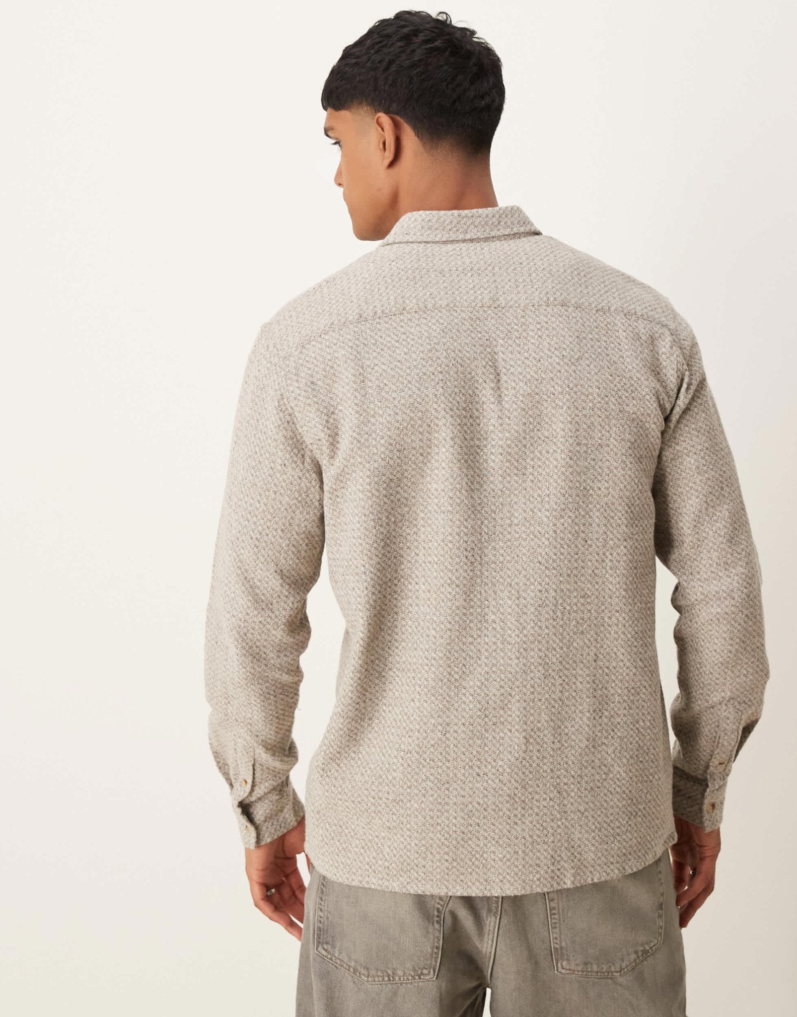 New Look herringbone overshirt in oatmeal - ASOS Sample Sale