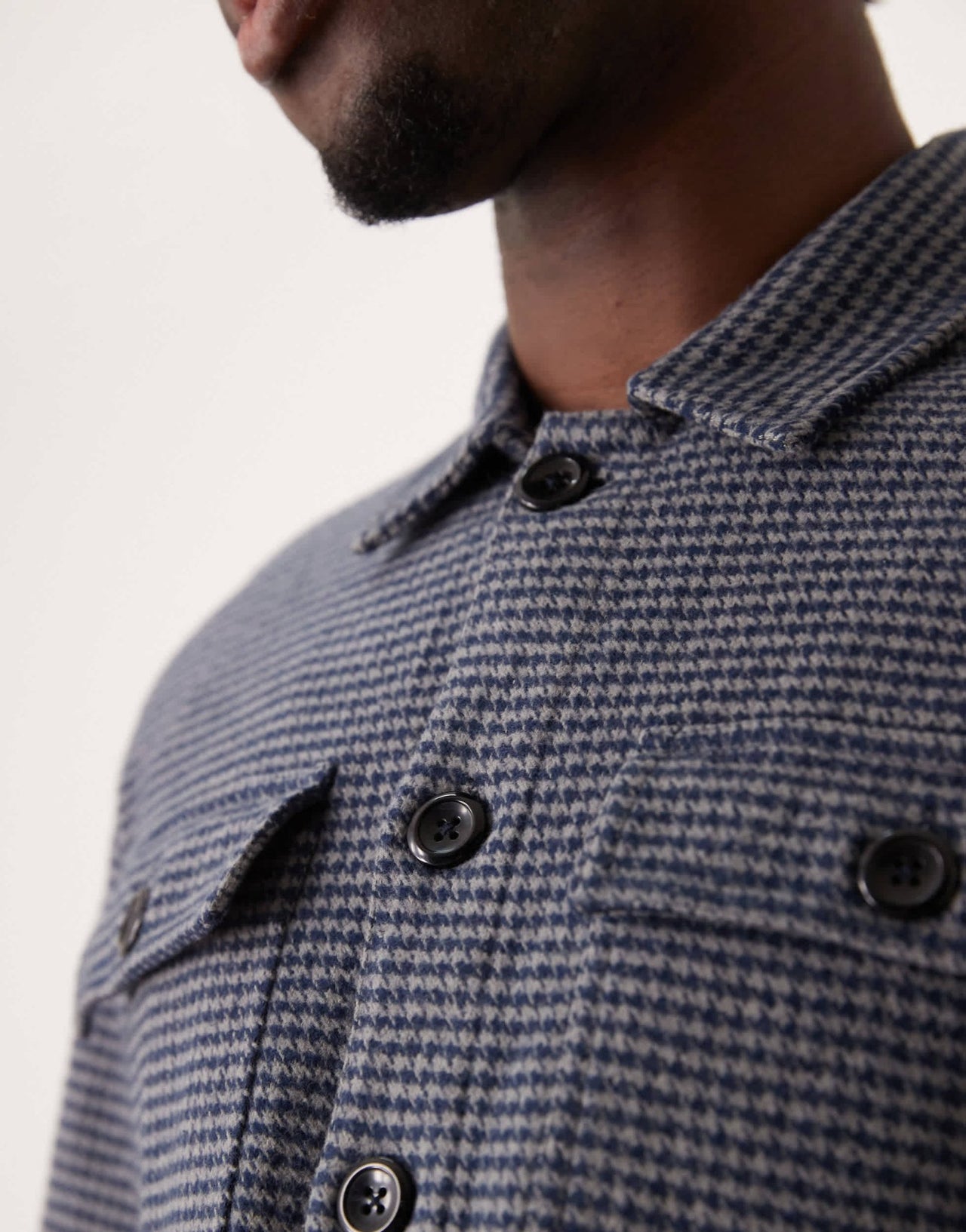 New Look houndstooth check overshirt in mid grey - ASOS Sample Sale