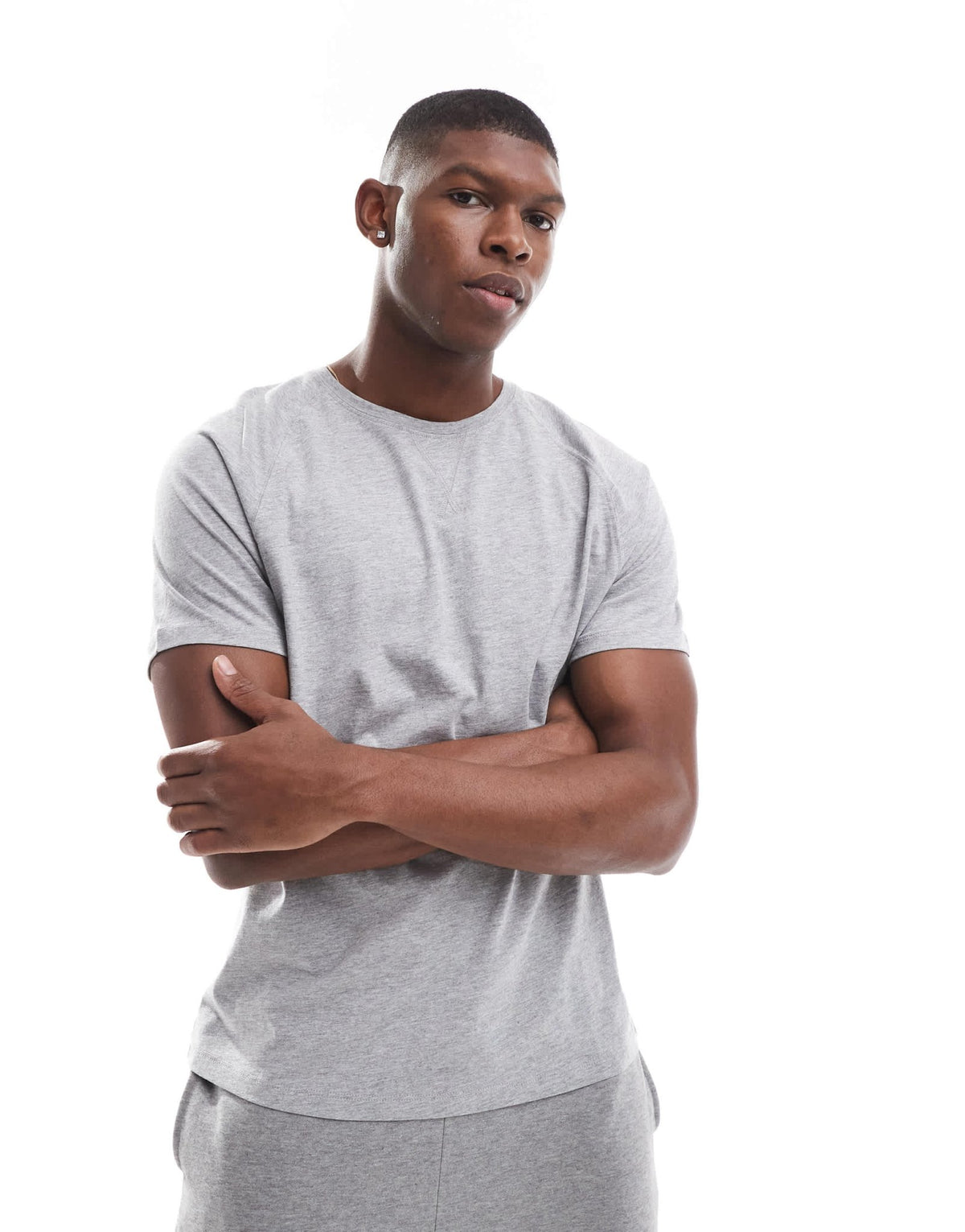 New look jersey tee & shorts loungewear set in grey marl - ASOS Sample Sale