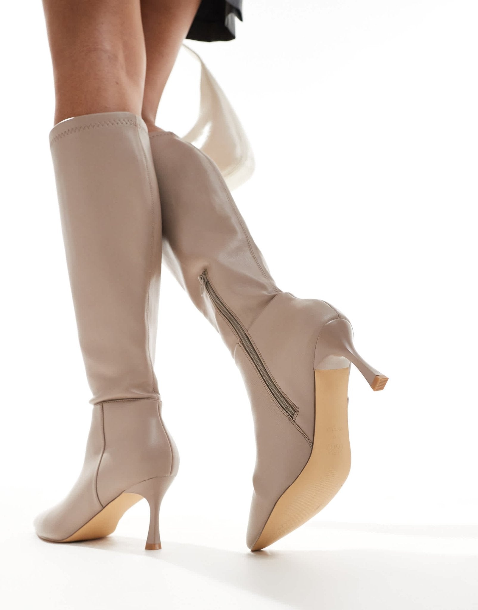 New Look knee boot in cream - ASOS Sample Sale