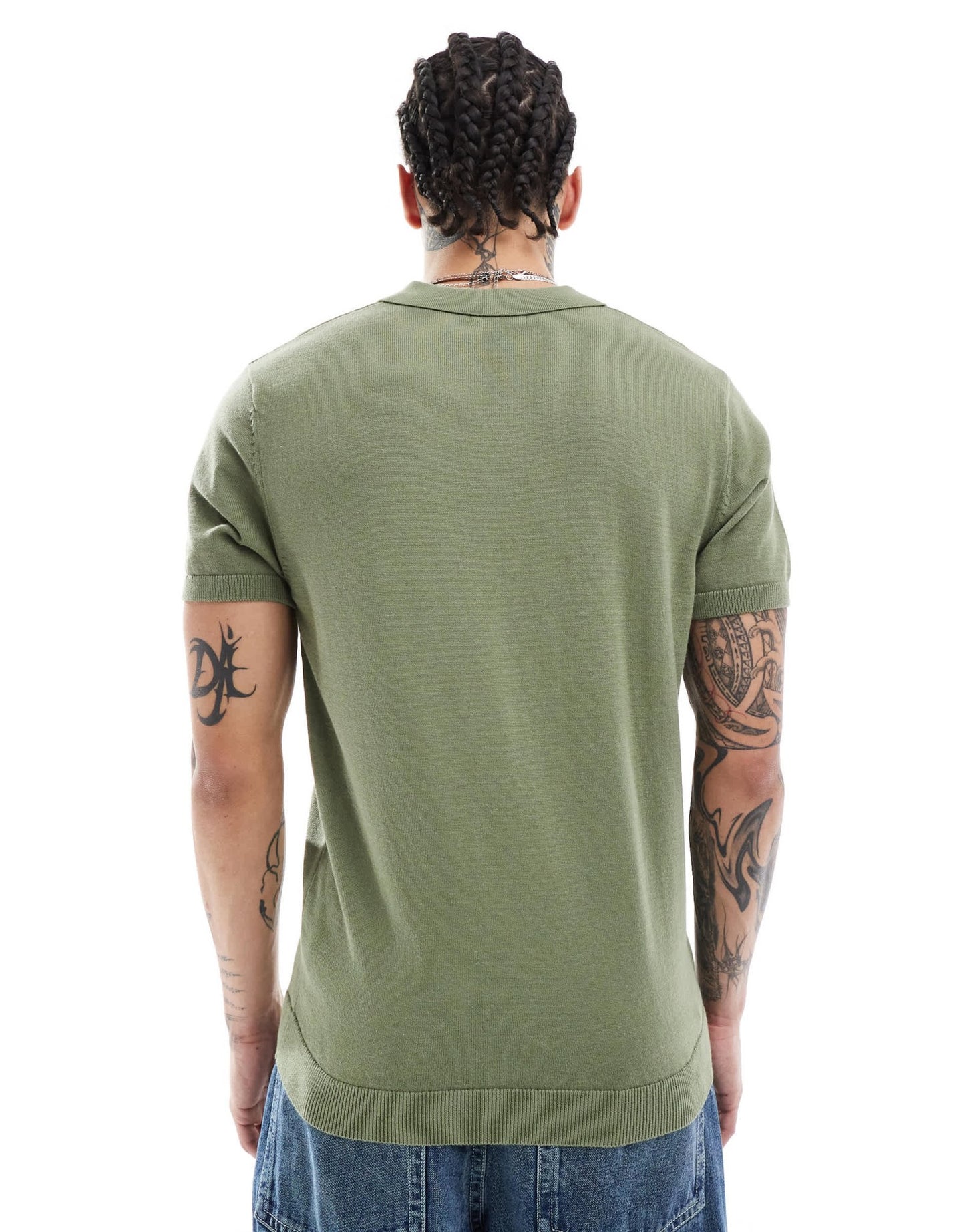 New Look knitted short sleeve polo in khaki - ASOS Sample Sale