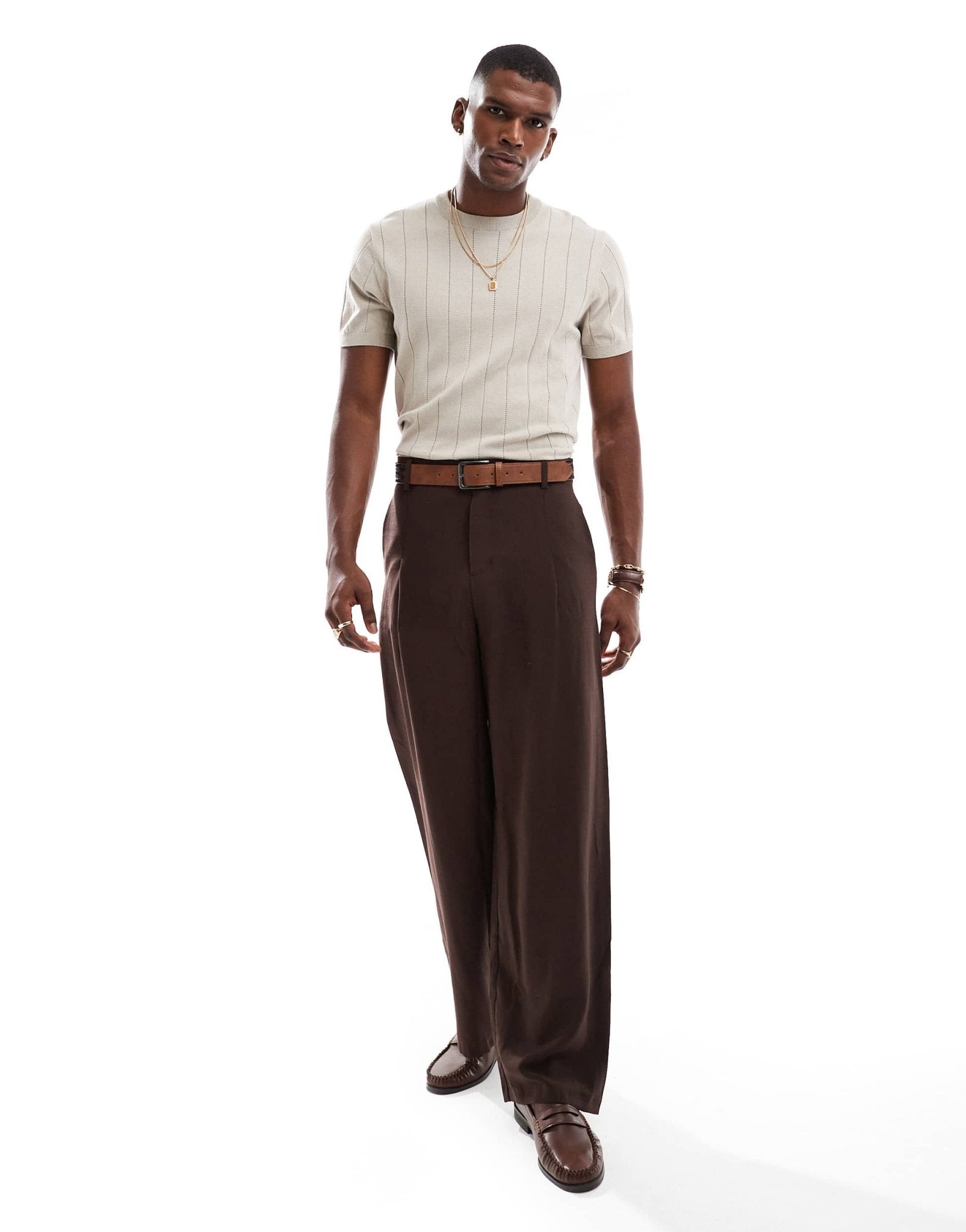New Look knitted short sleeve t-shirt in off white - ASOS Sample Sale