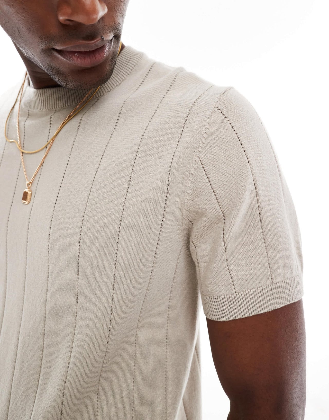 New Look knitted short sleeve t-shirt in off white - ASOS Sample Sale