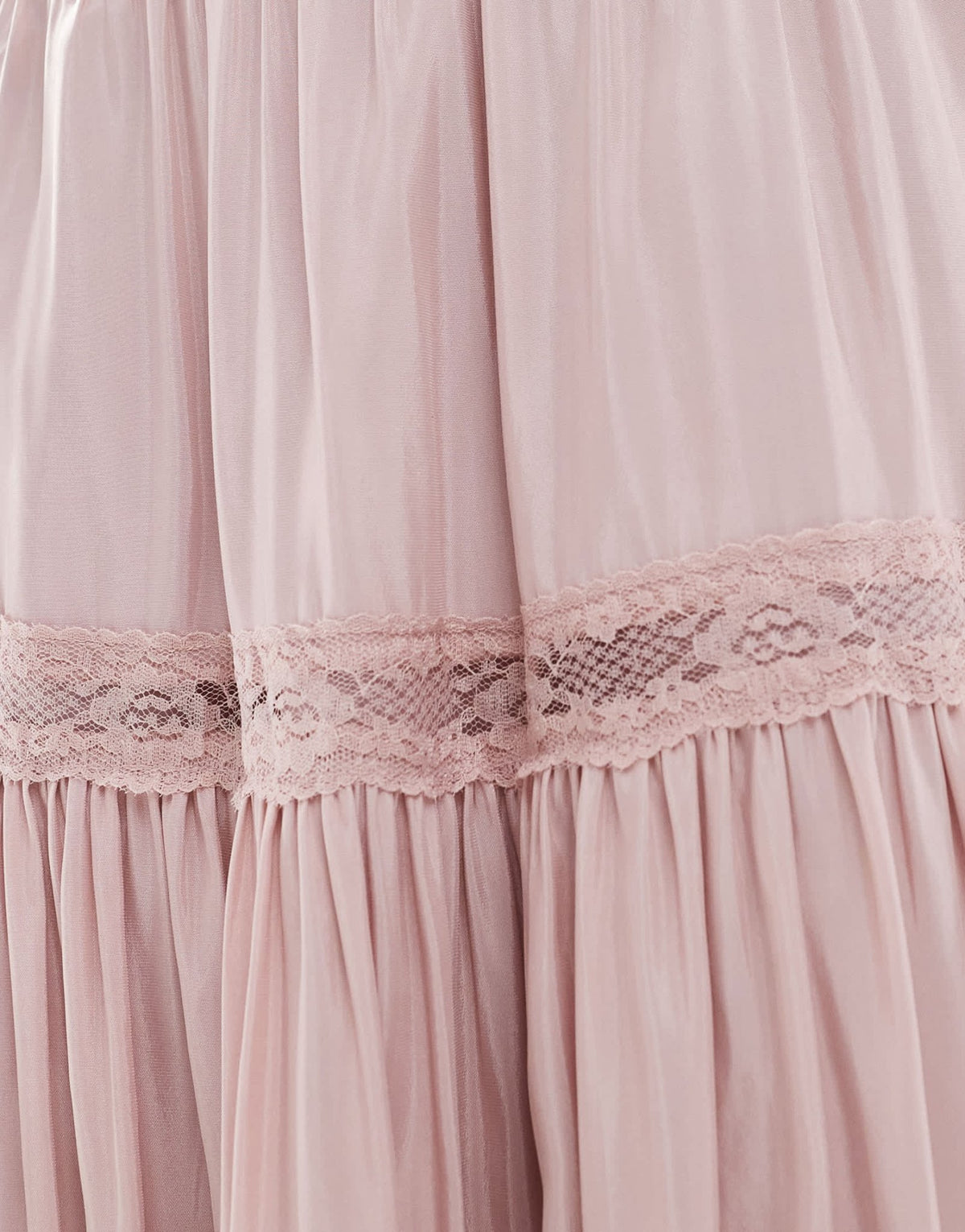 New Look lace insert crinkle tiered midi skirt in pink - ASOS Sample Sale