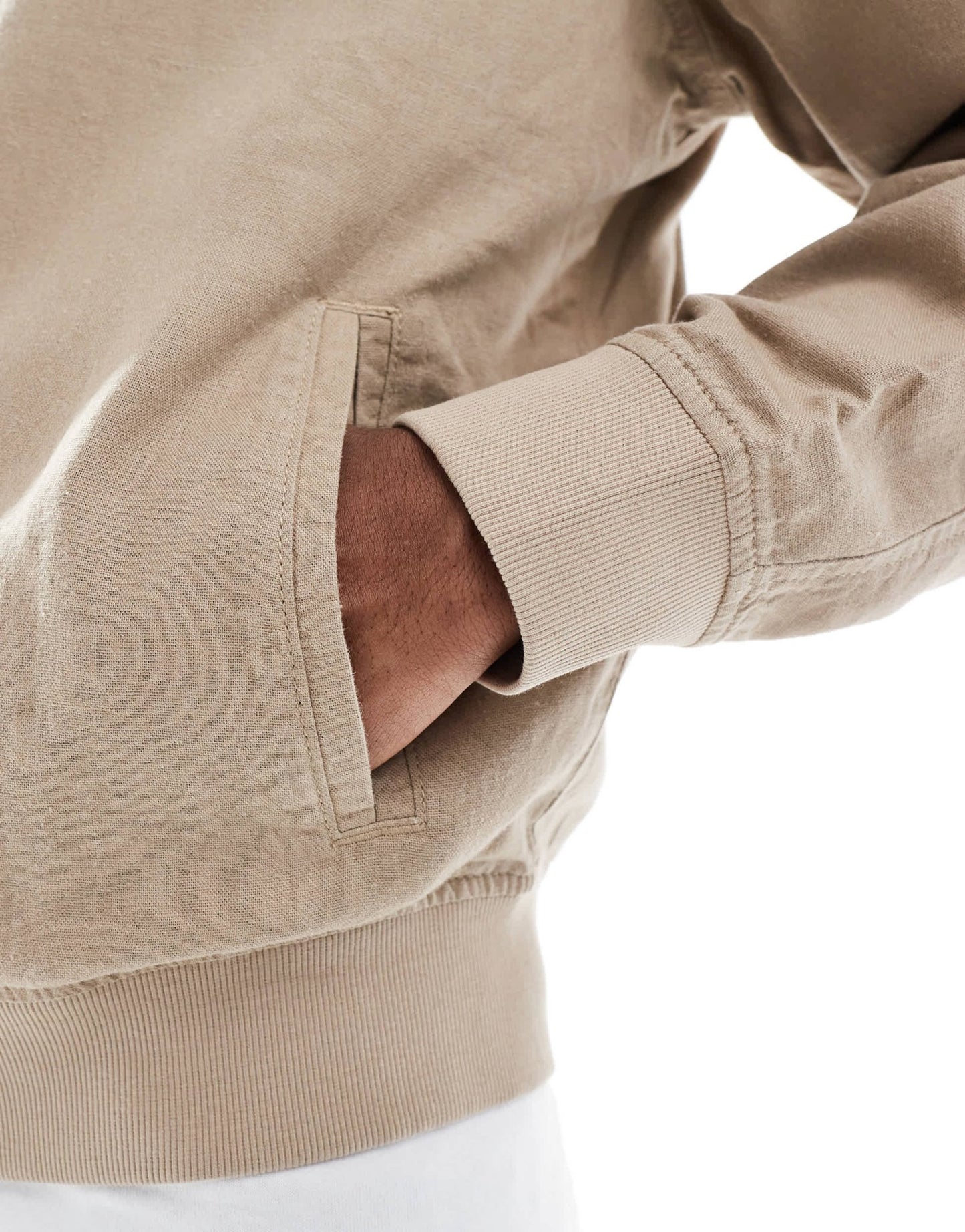 New Look linen blend bomber jacket in beige - ASOS Sample Sale