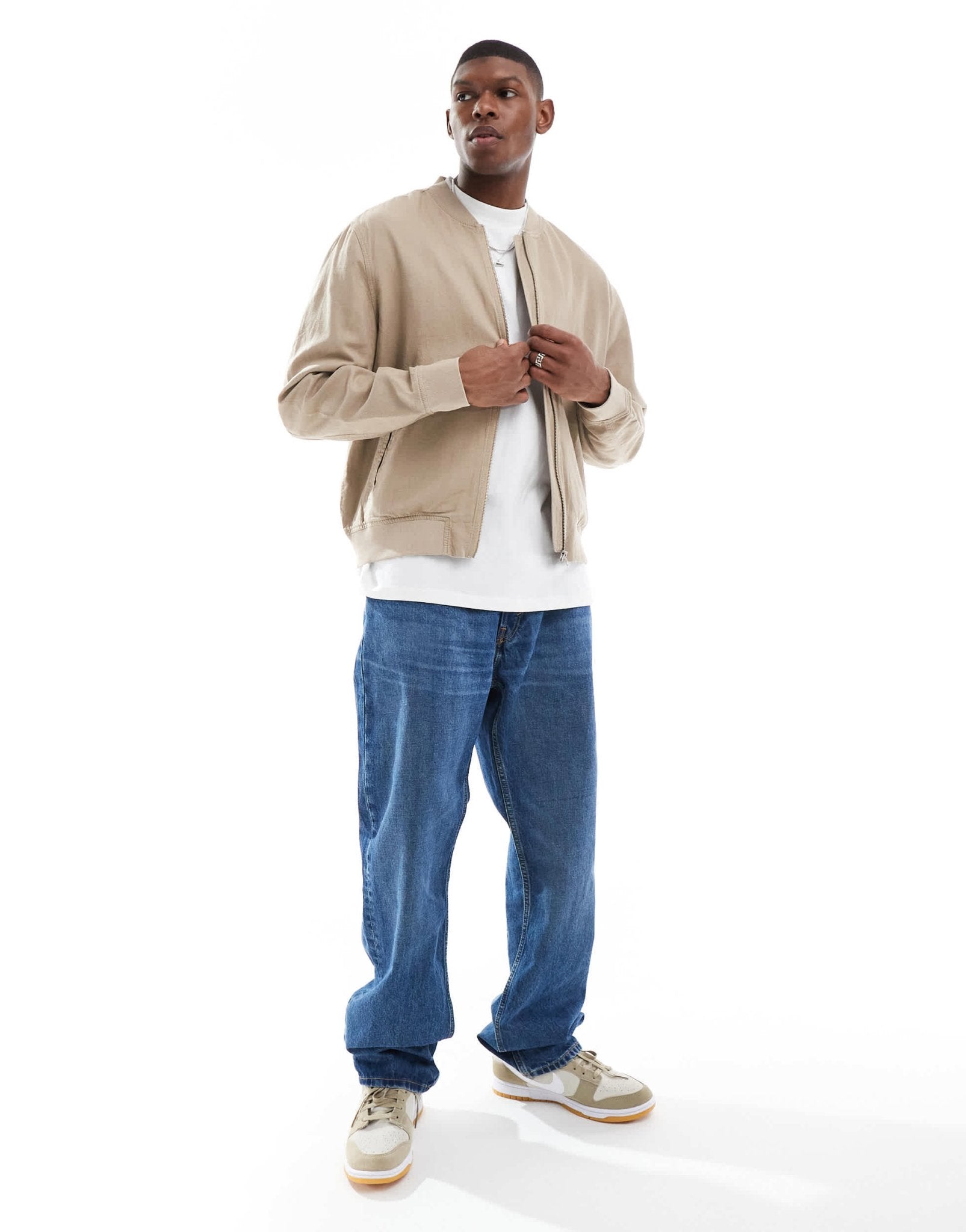 New Look linen blend bomber jacket in beige - ASOS Sample Sale