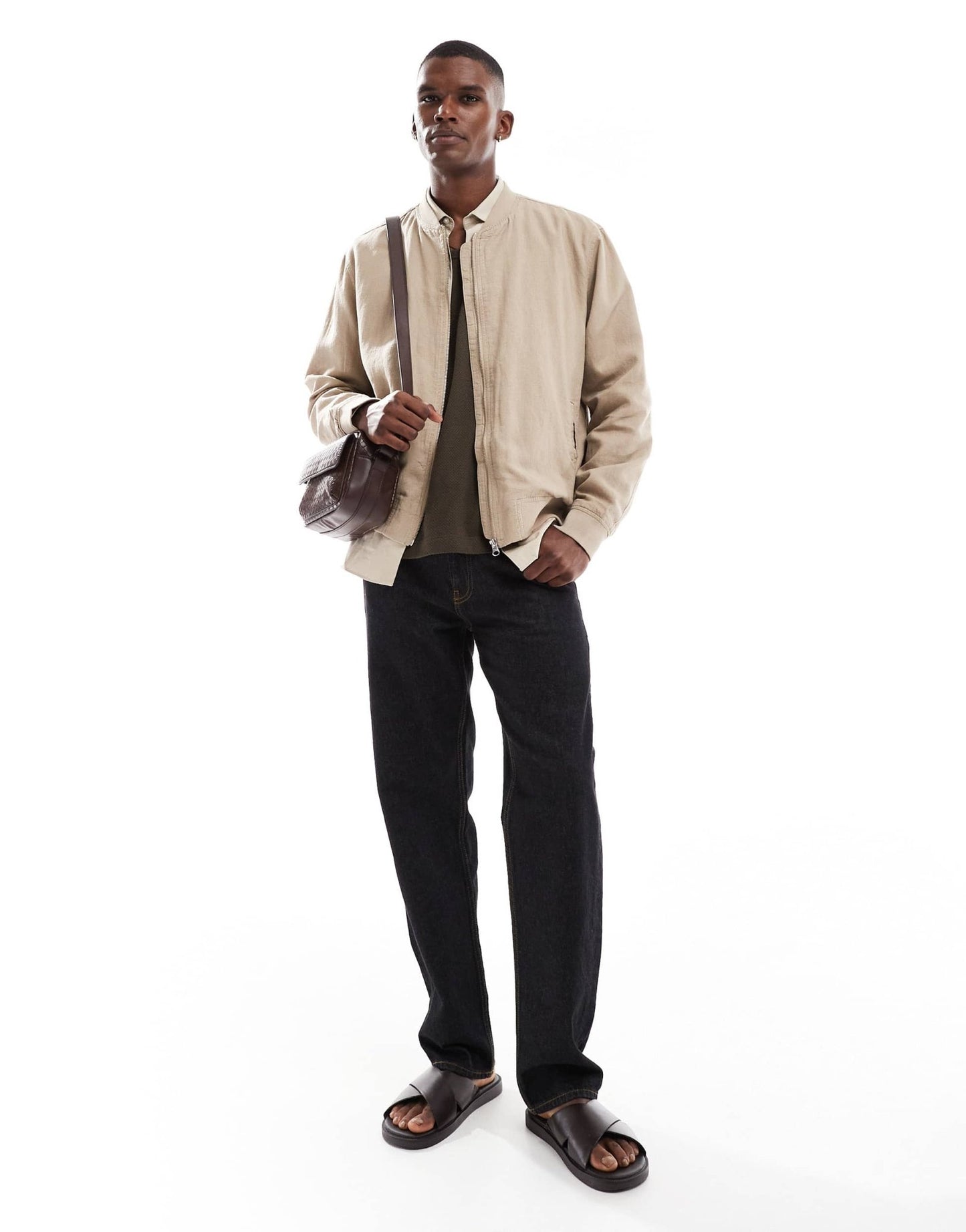New Look linen look bomber jacket in beige - ASOS Sample Sale
